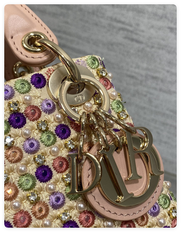 DIOR Artistic Limited Edition Three-Gusset Lady Dior Micro Bag with Heavy Bead Embroidery 12x10x5cm - Image 7