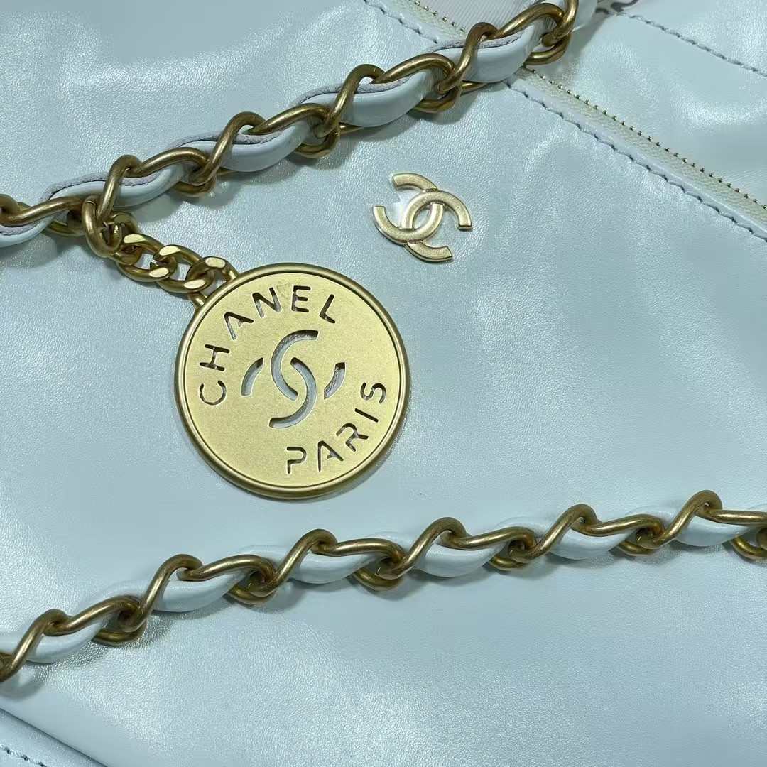 CHANEL 22 SMALL HANDBAG Light Blue 37X35X7cm - Image 9