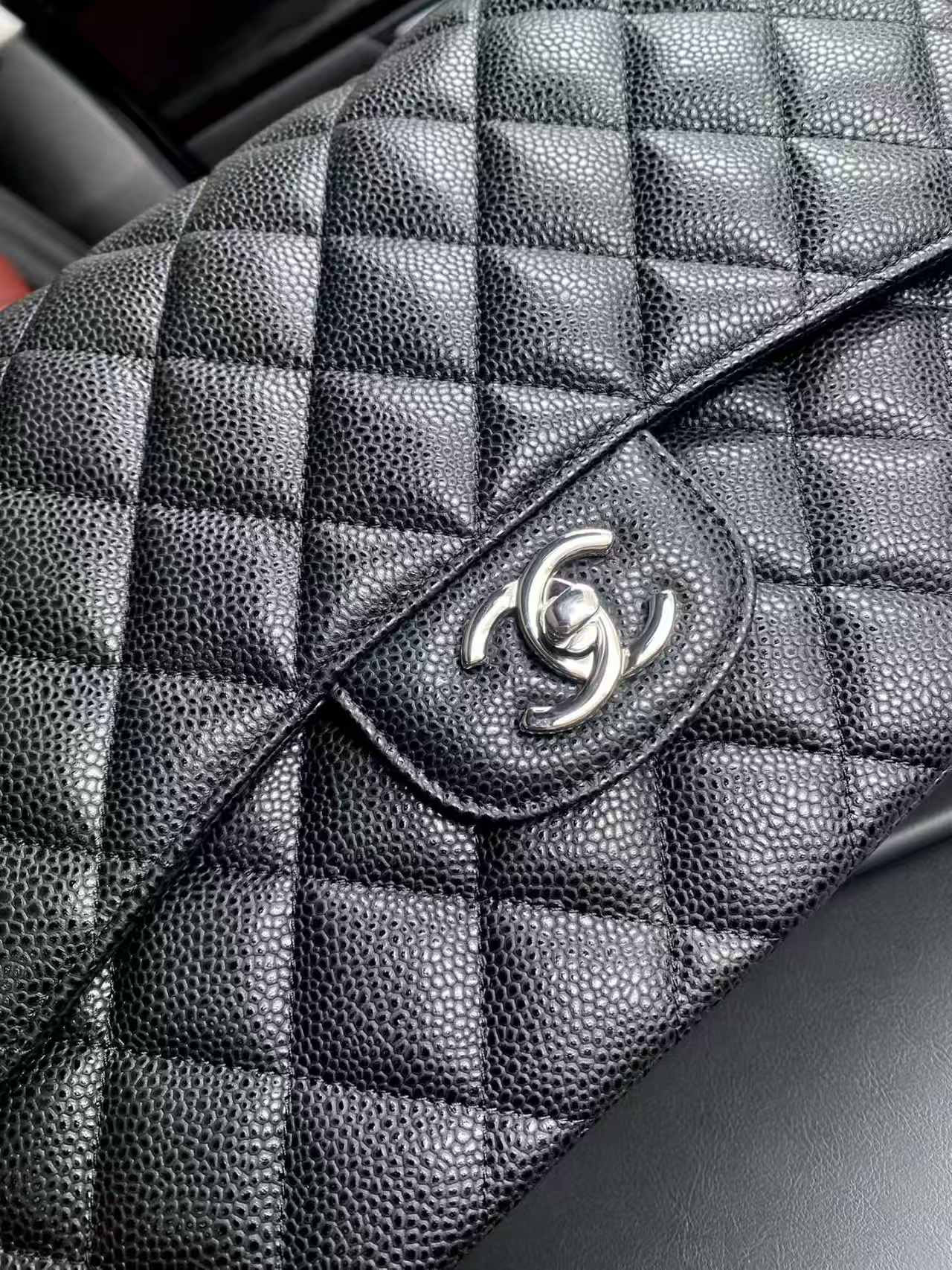 Chanel Classic Flap Jumbo 30cm CF Black Silver 19.5x30x10cm - Image 7