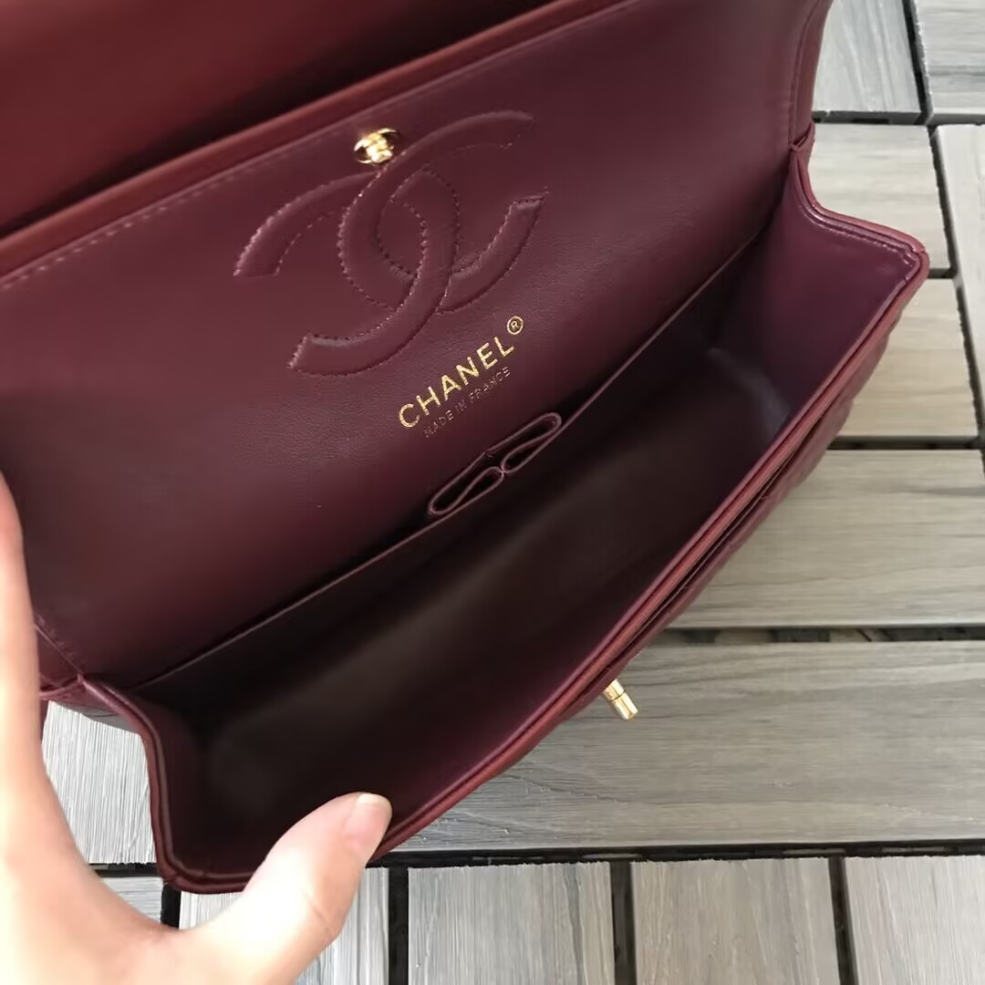 Chanel CLASSIC 11.12 HANDBAG Lambskin &Brown Metal Burqundy 15.5 x 25.5 x 6.5 cm - Image 5