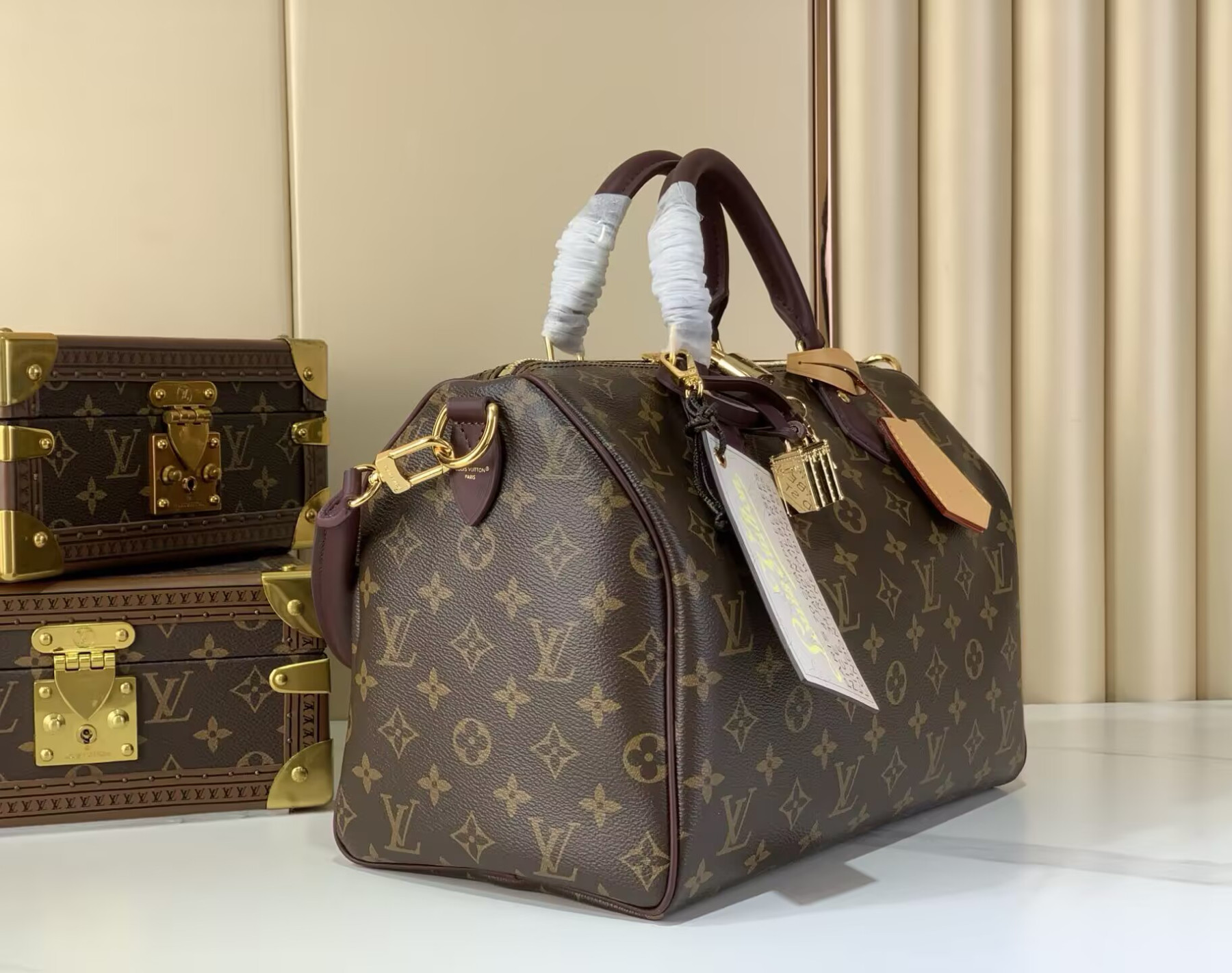 Louis Vuitton Speedy 30 Soft Celebration Monogram Handbag M28379 30x21x17cm - Image 4