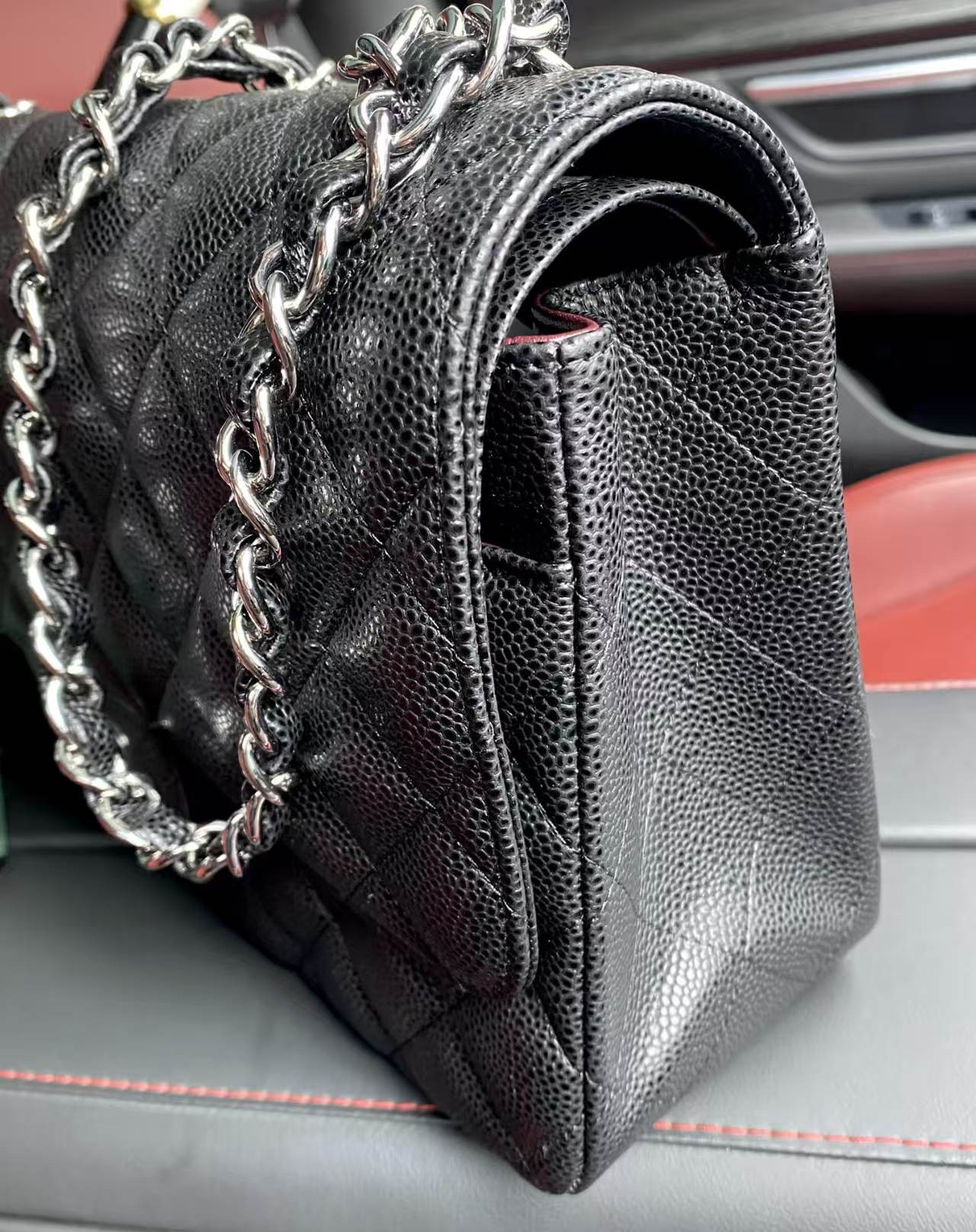 Chanel Classic Flap Jumbo 30cm CF Black Silver 19.5x30x10cm - Image 8