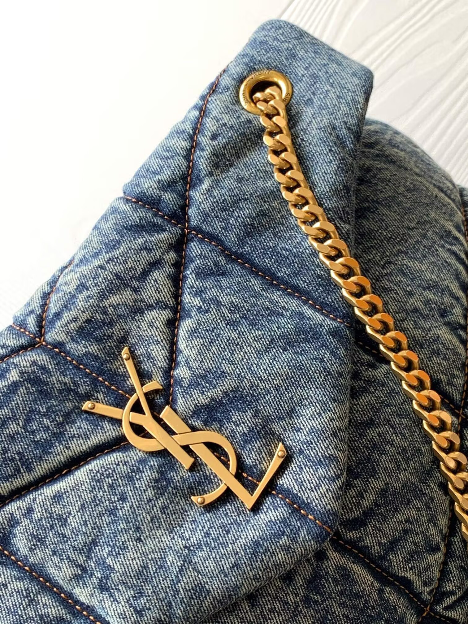 YSL PUFFER in suede and denim 35x23x13.5cm - Image 5
