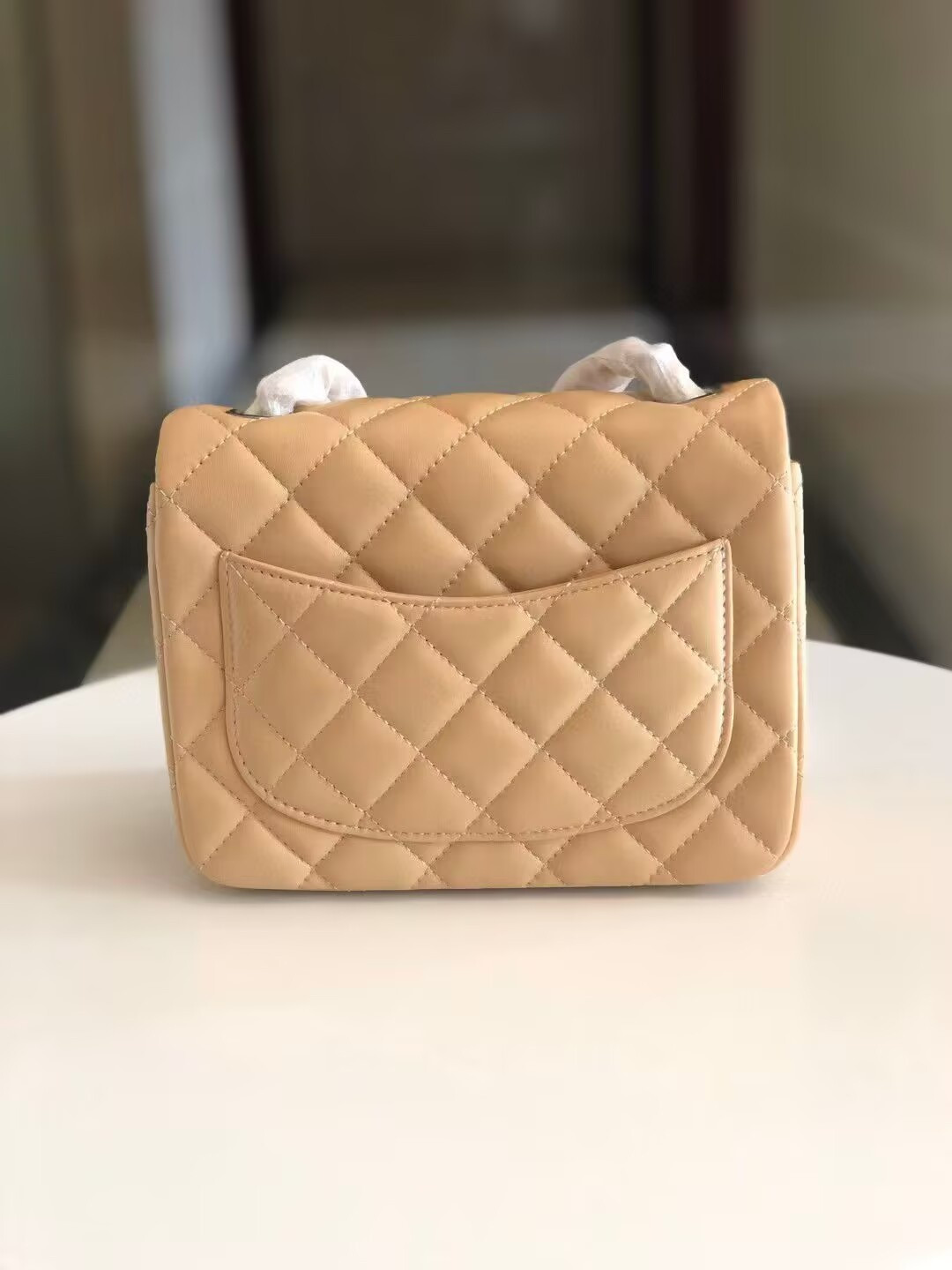 Chanel Mini Classic Handbag Lambskin Silver-Tone Metal 13.5x 17x8cm - Image 3