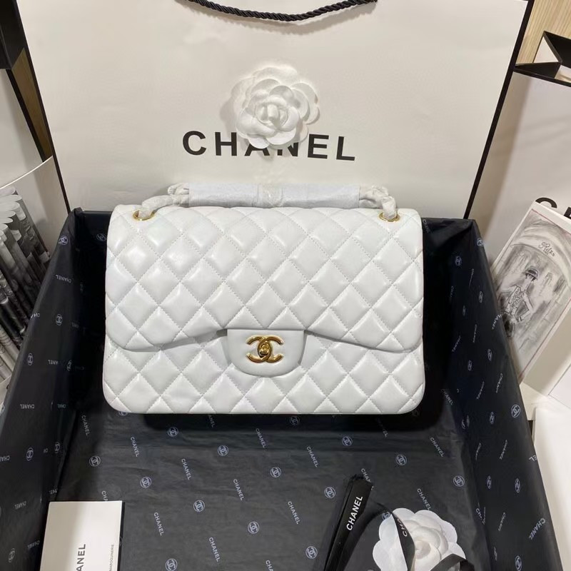 Chanel Classic Flap Jumbo 30cm CF White Gold 7.6 × 11.7 × 3.9 in - Image 2