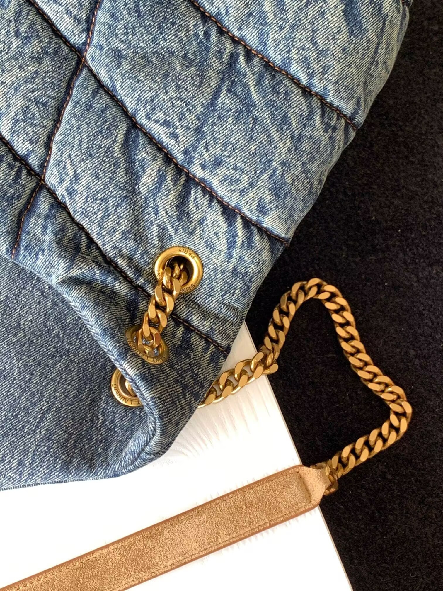 YSL PUFFER in suede and denim 35x23x13.5cm - Image 6