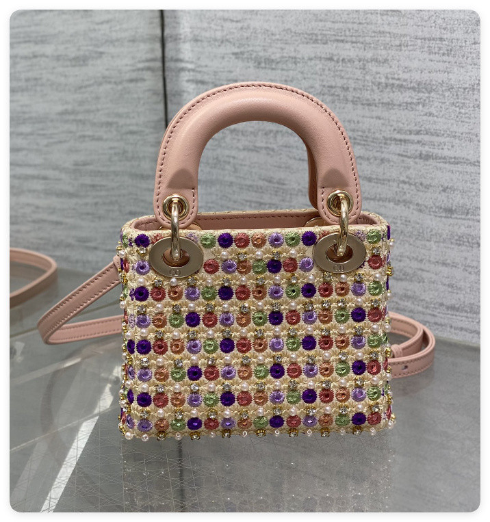 DIOR Artistic Limited Edition Three-Gusset Lady Dior Micro Bag with Heavy Bead Embroidery 12x10x5cm - Image 9