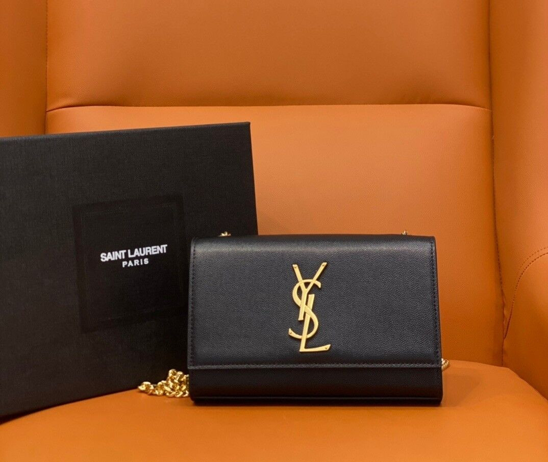 YSL KATE SMALL IN GRAIN DE POUDRE EMBOSSED LEATHER 20x12.5x5cm