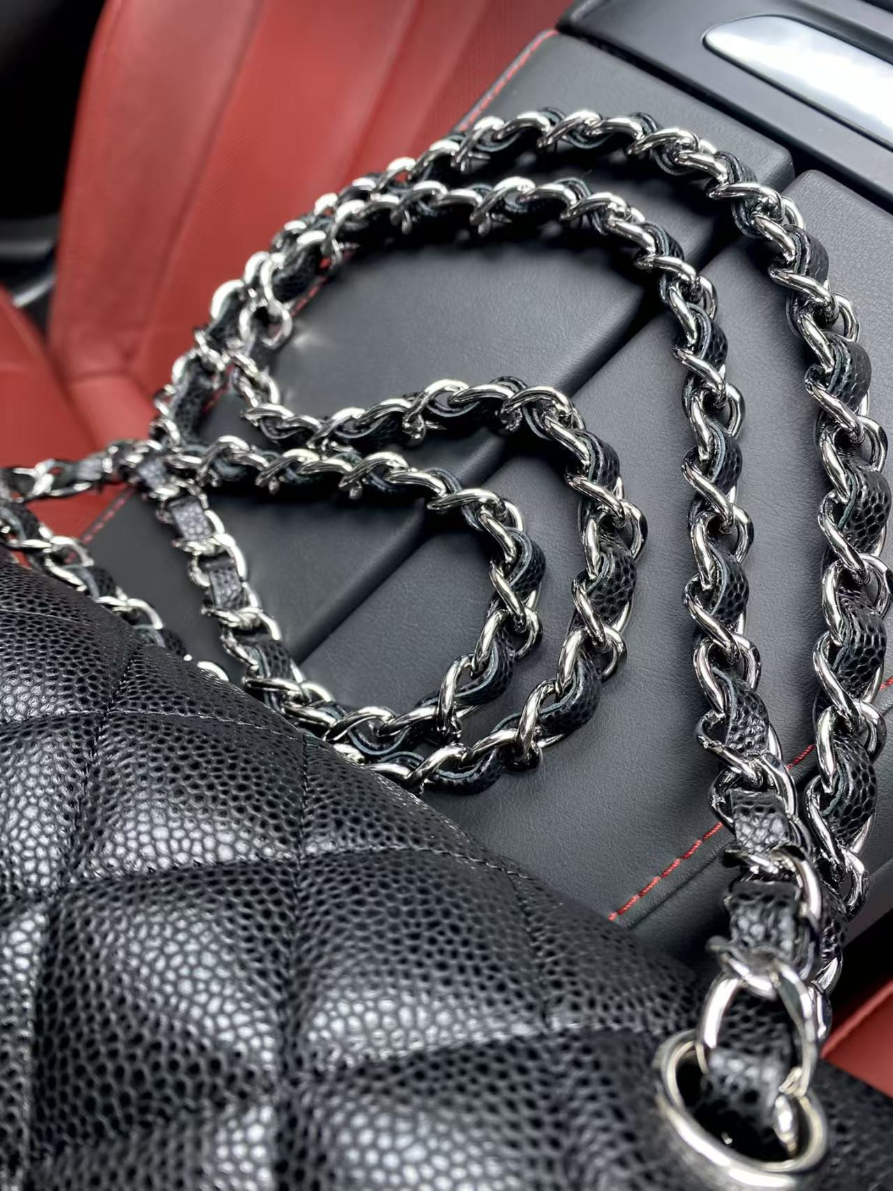 Chanel Classic Flap Jumbo 30cm CF Black Silver 19.5x30x10cm - Image 4
