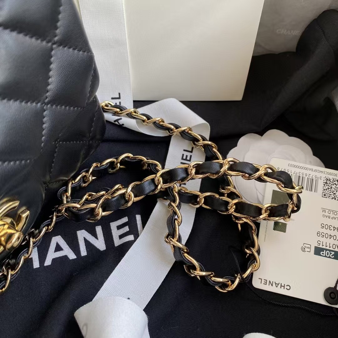 Chanel Mini Classic Handbag Lambskin Gold-Tone Metal Black 5.3 × 6.6 × 3.1 in - Image 5