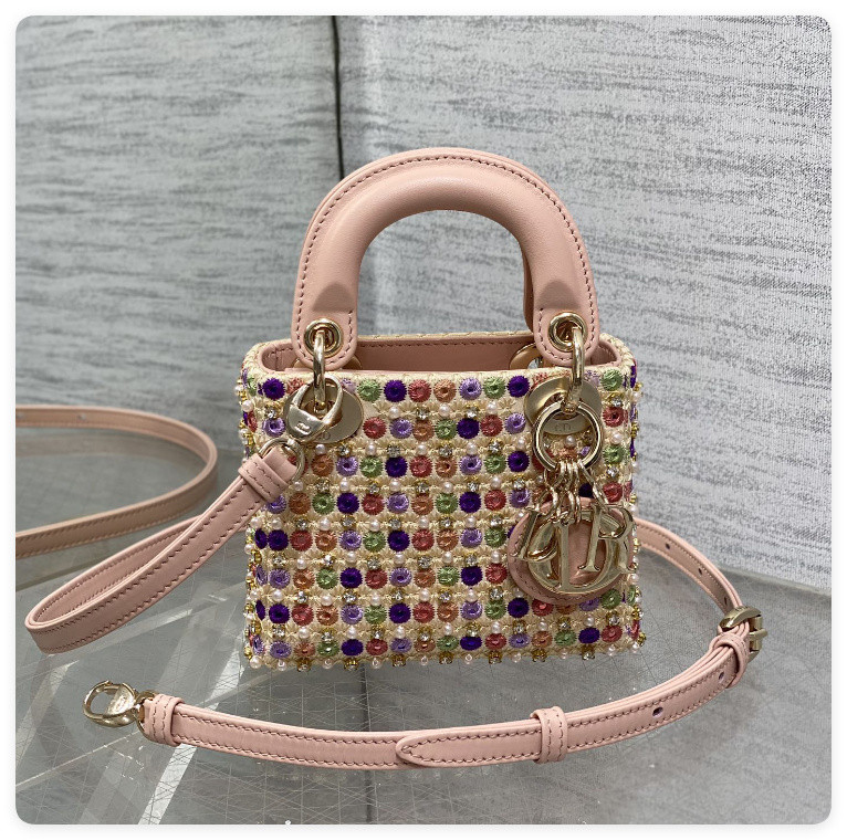 DIOR Artistic Limited Edition Three-Gusset Lady Dior Micro Bag with Heavy Bead Embroidery 12x10x5cm - Image 2