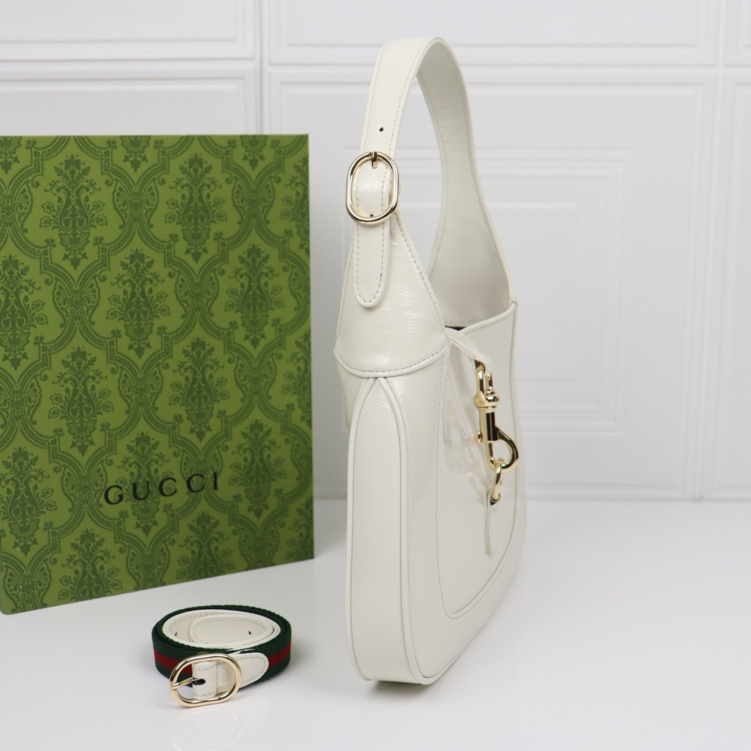 Gucci Jackie small shoulder Bag Ivory Patent Leather 27.4*19.1*4.1cm - Image 6