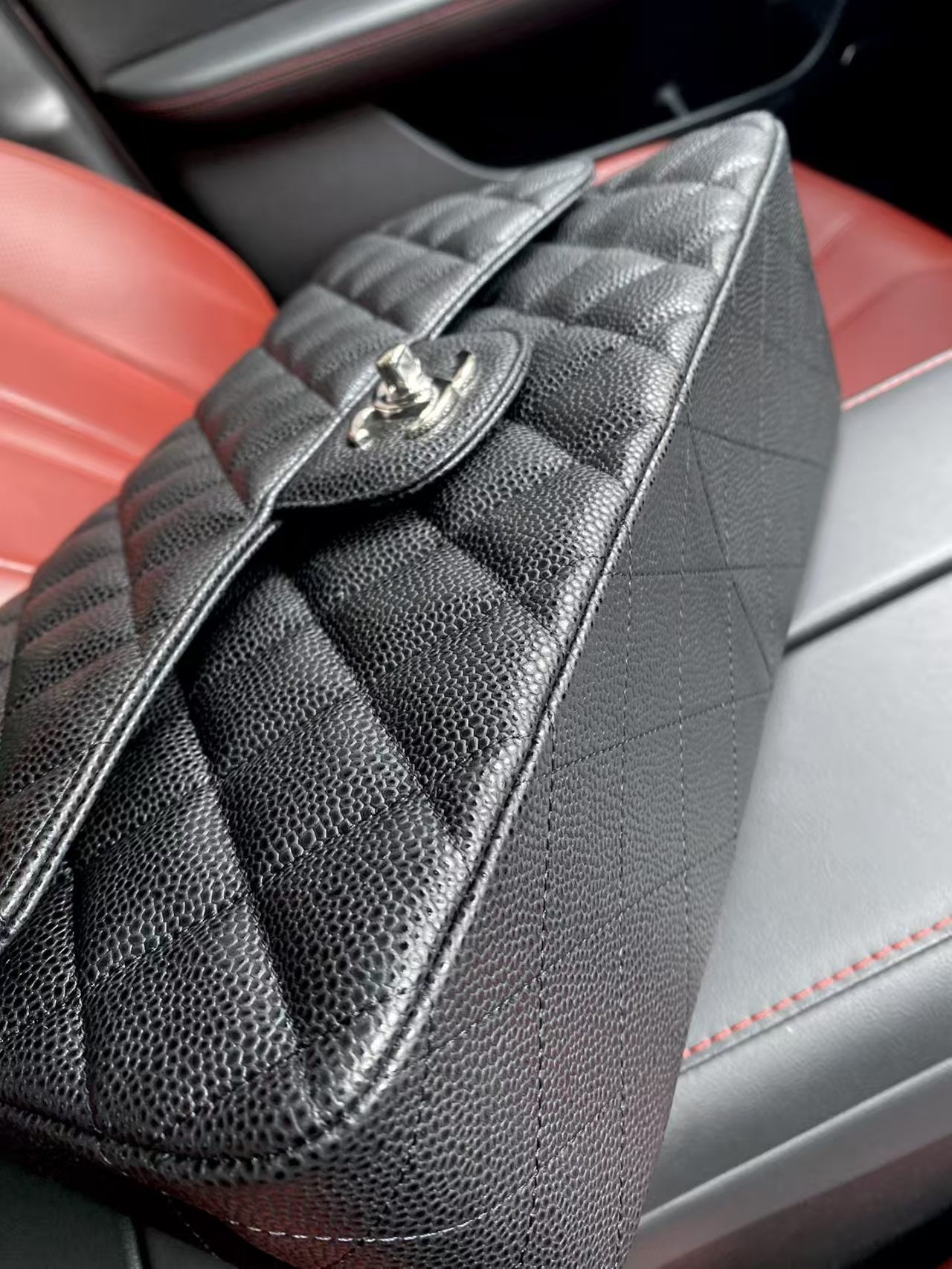 Chanel Classic Flap Jumbo 30cm CF Black Silver 19.5x30x10cm - Image 5