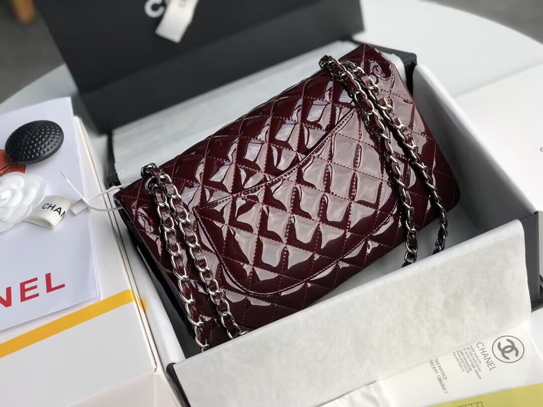 Chanel Classic Flap Bag Burgundy 25cm - Image 7