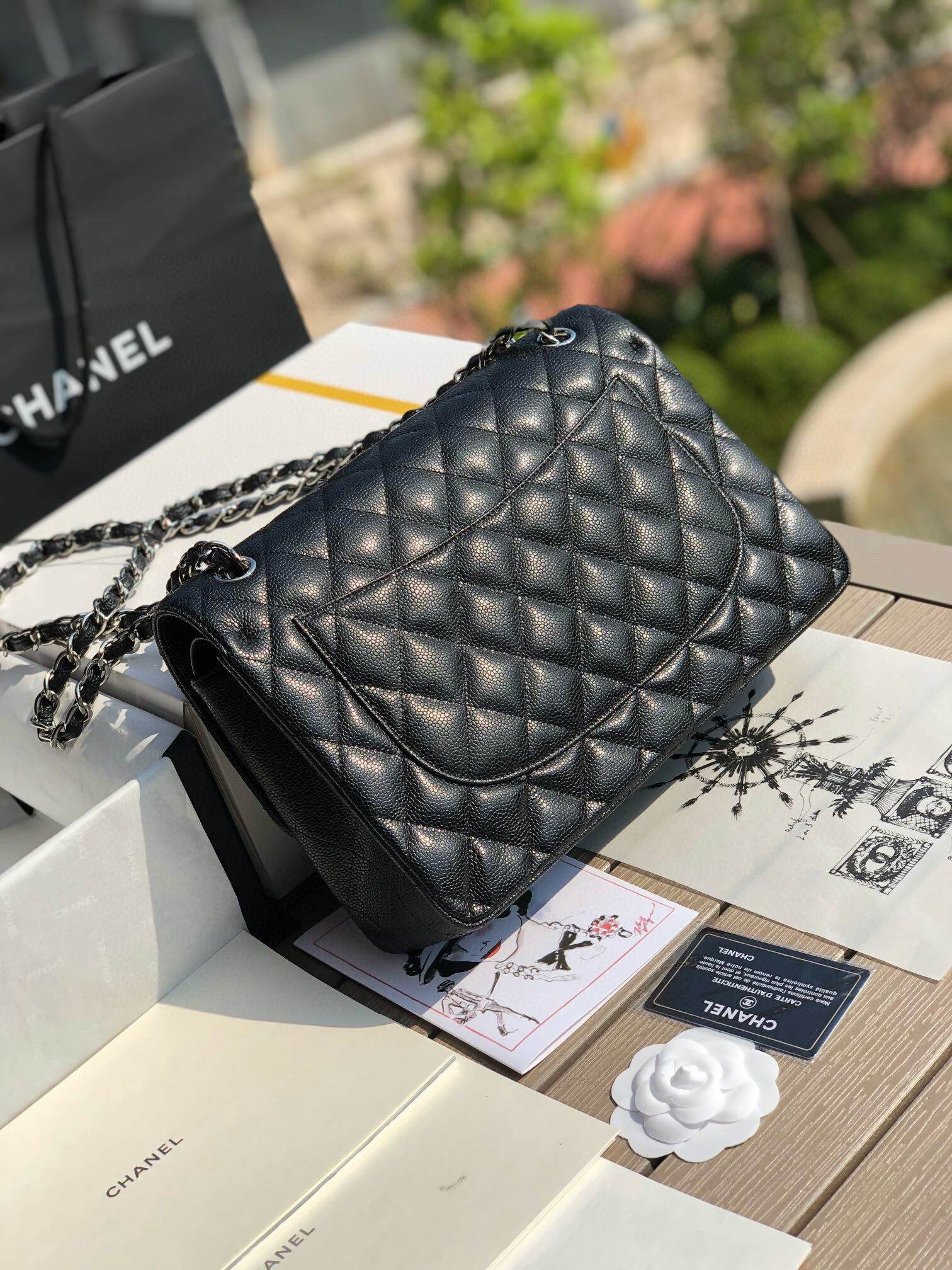Chanel Classic Flap Jumbo 30cm CF black Silver - Image 3