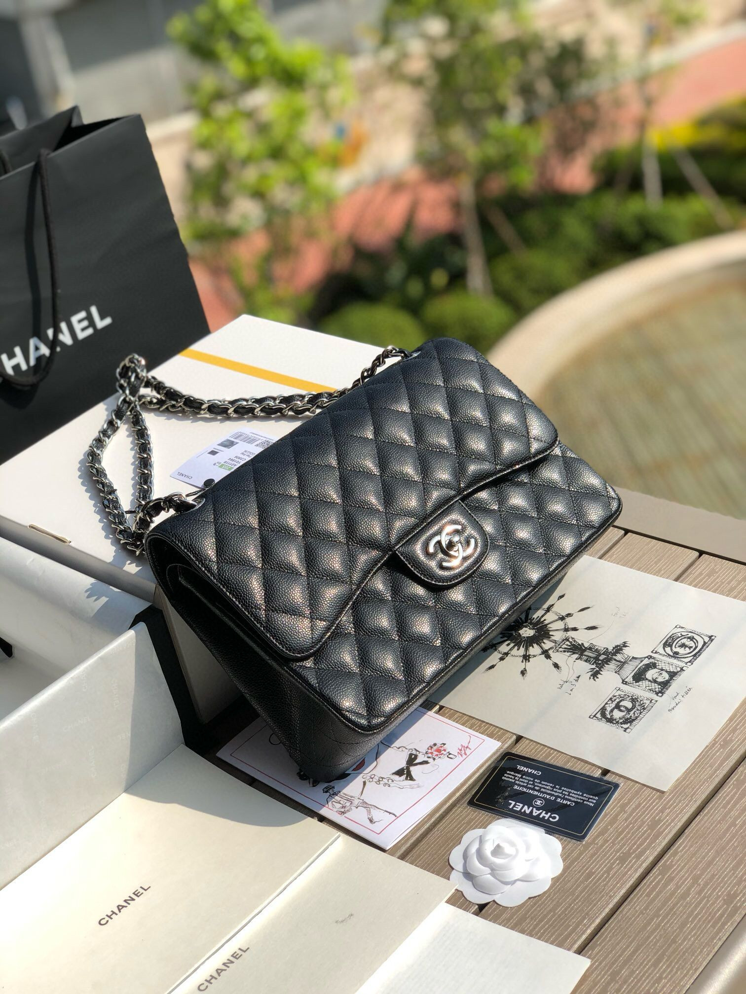 Chanel Classic Flap Jumbo 30cm CF black Silver - Image 2