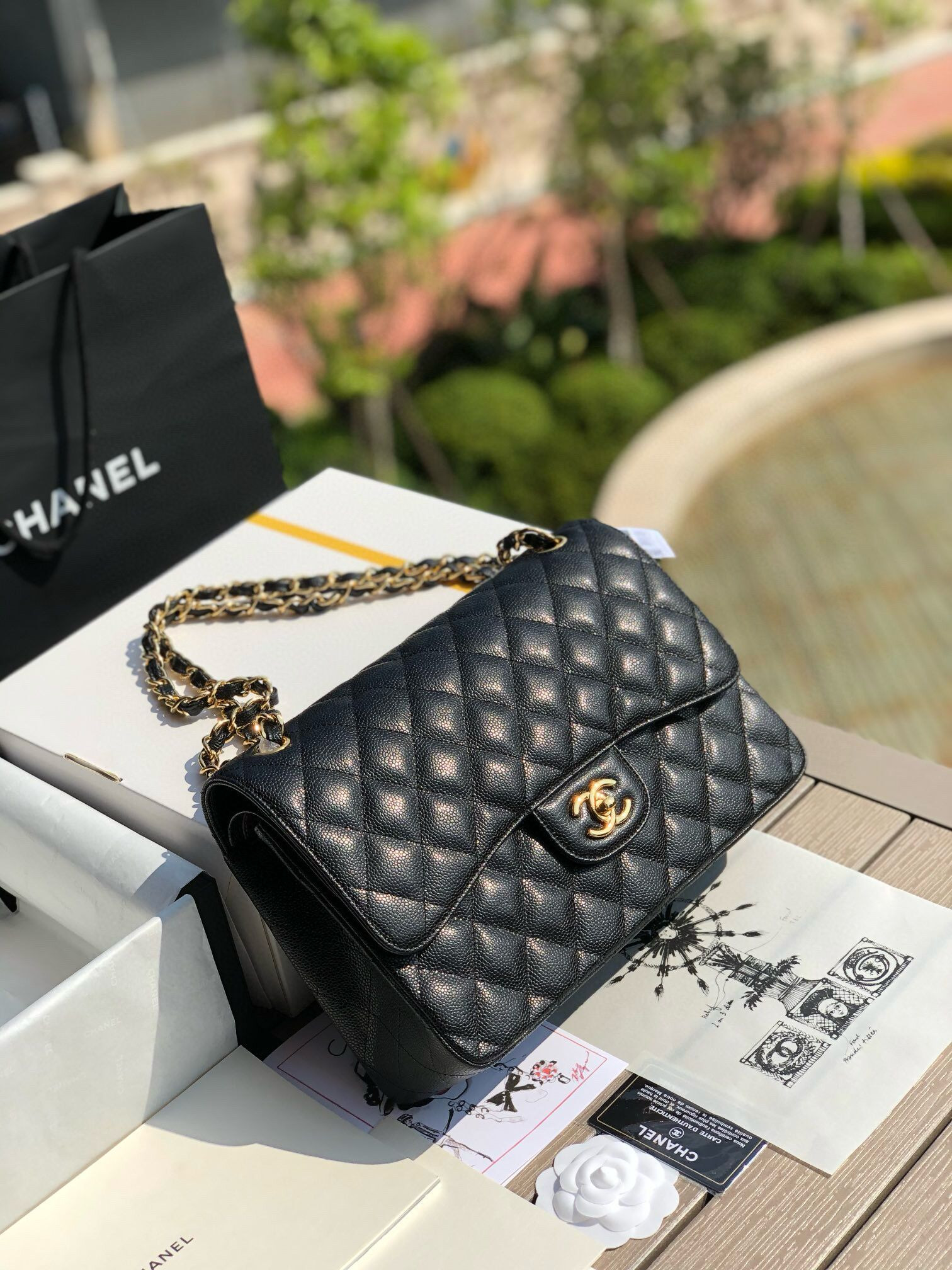 Chanel Classic Flap Jumbo 30cm CF Black Gold - Image 2
