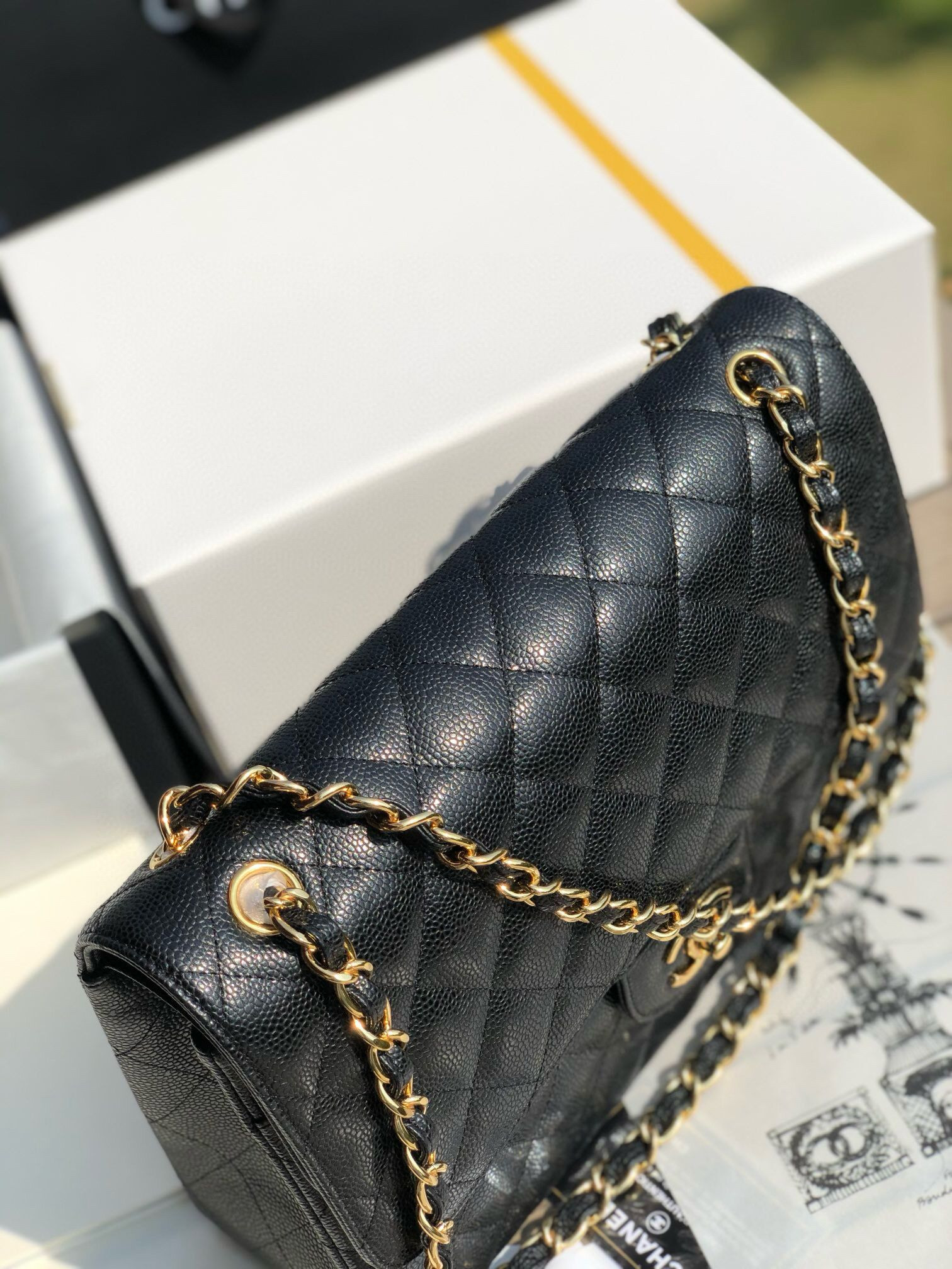 Chanel Classic Flap Jumbo 30cm CF Black Gold - Image 6