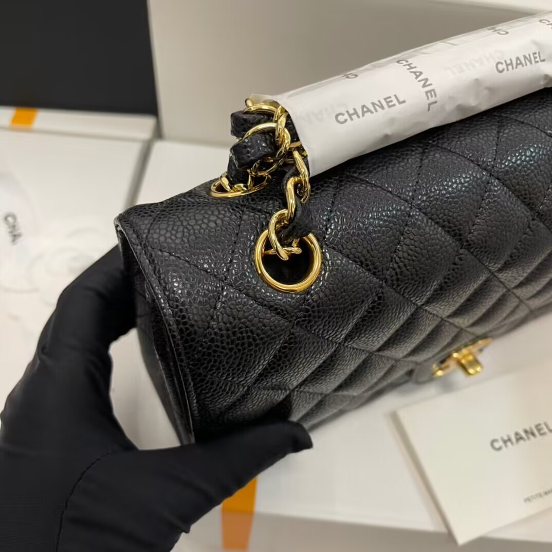 CHANEL CLASSIC HANDBAG GRAINED CALFSKIN 6 × 9.9 × 2.5 in - Image 4