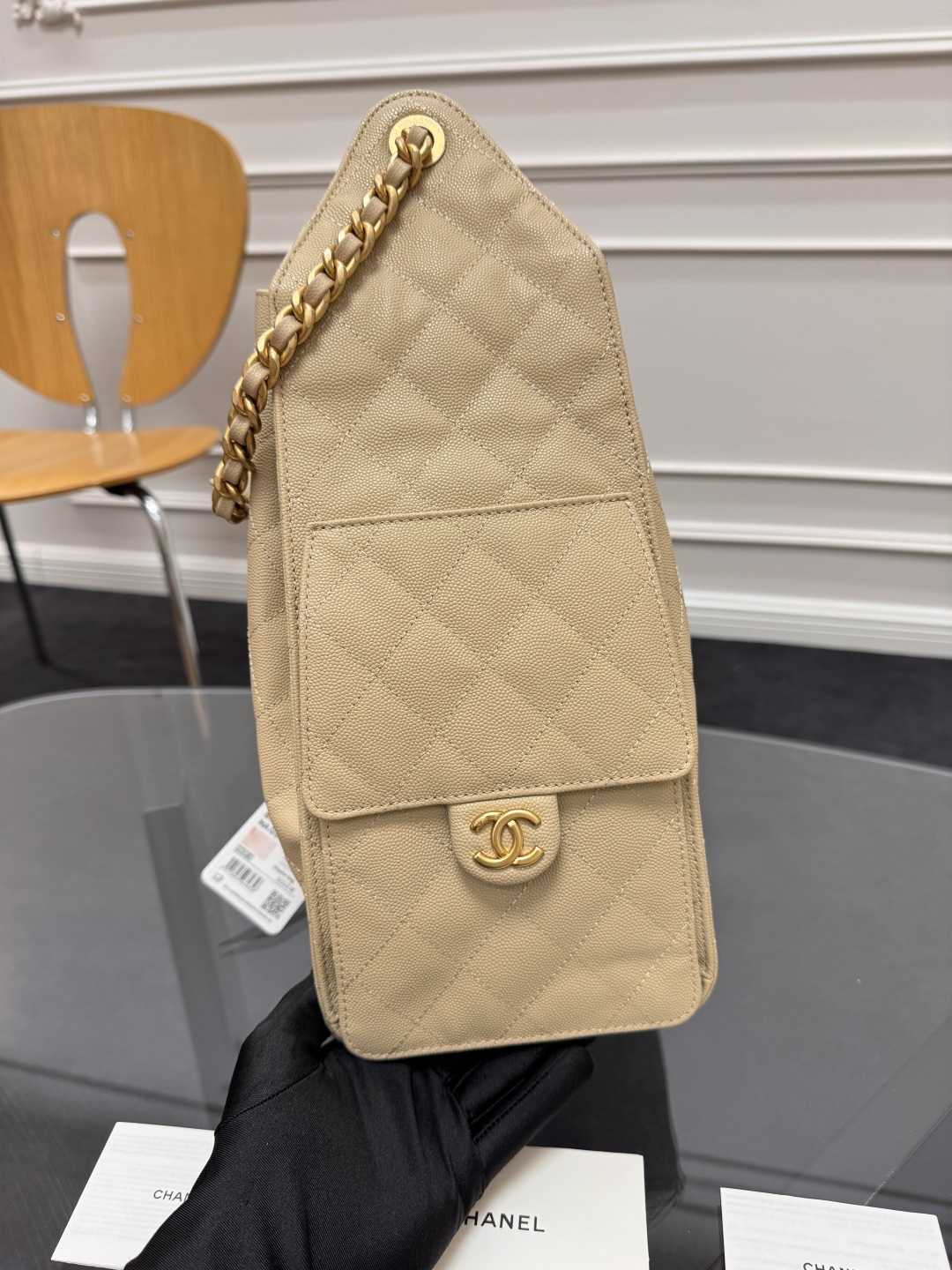 CHANEL MASTER 25 MEDIUM HANDBAG GRAINED CALFSKIN GOLD-TONE METAL DARK BEIGE AS5311 (40*30*15cm) - Image 4