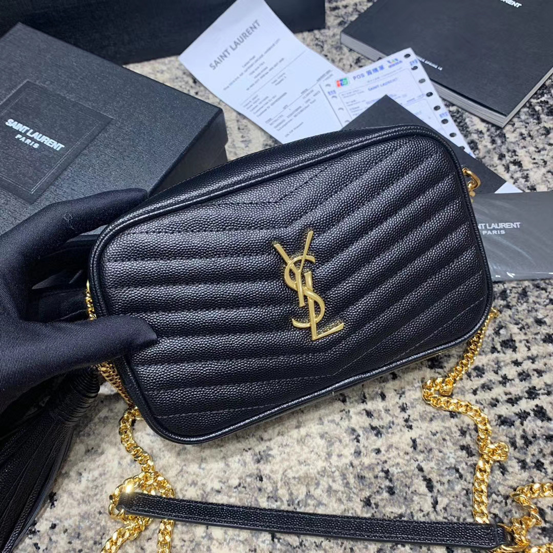 YSL LOU MINI BAG IN QUILTED MATTE CRINKLED LEATHER - Handbags - YSL - Luxury Brands Bags