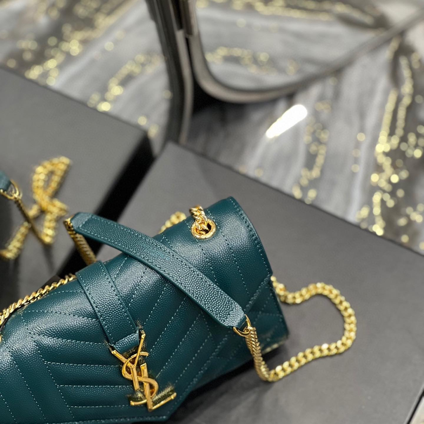 ENVELOPE SMALL BAG IN MIX MATELASS GRAIN DE POUDRE EMBOSSED LEATHER 21CM - Handbags - YSL - Luxury Brands Bags - Image 5