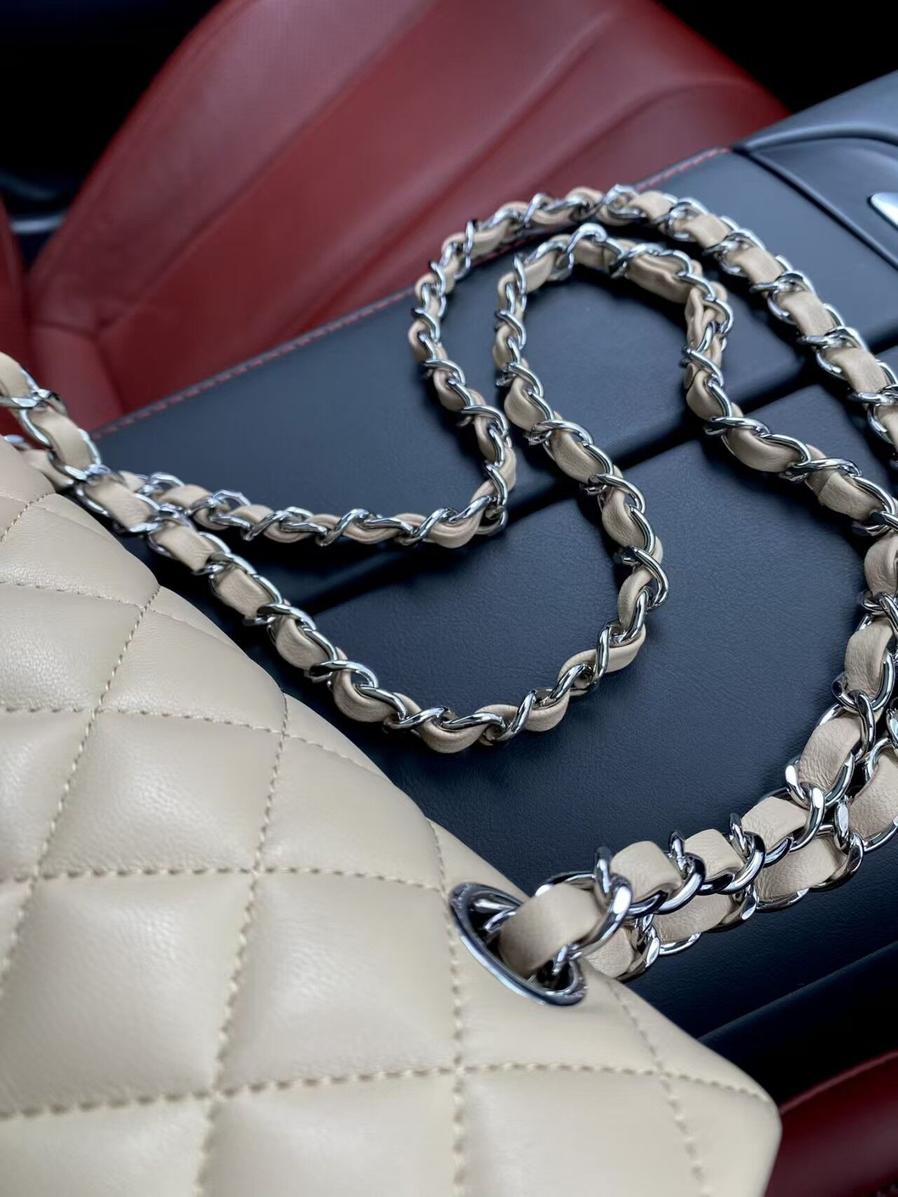 Chanel Classic Flap Jumbo 25cm CF Khaki Silver 15.5x25.5x6.5cm - Image 7