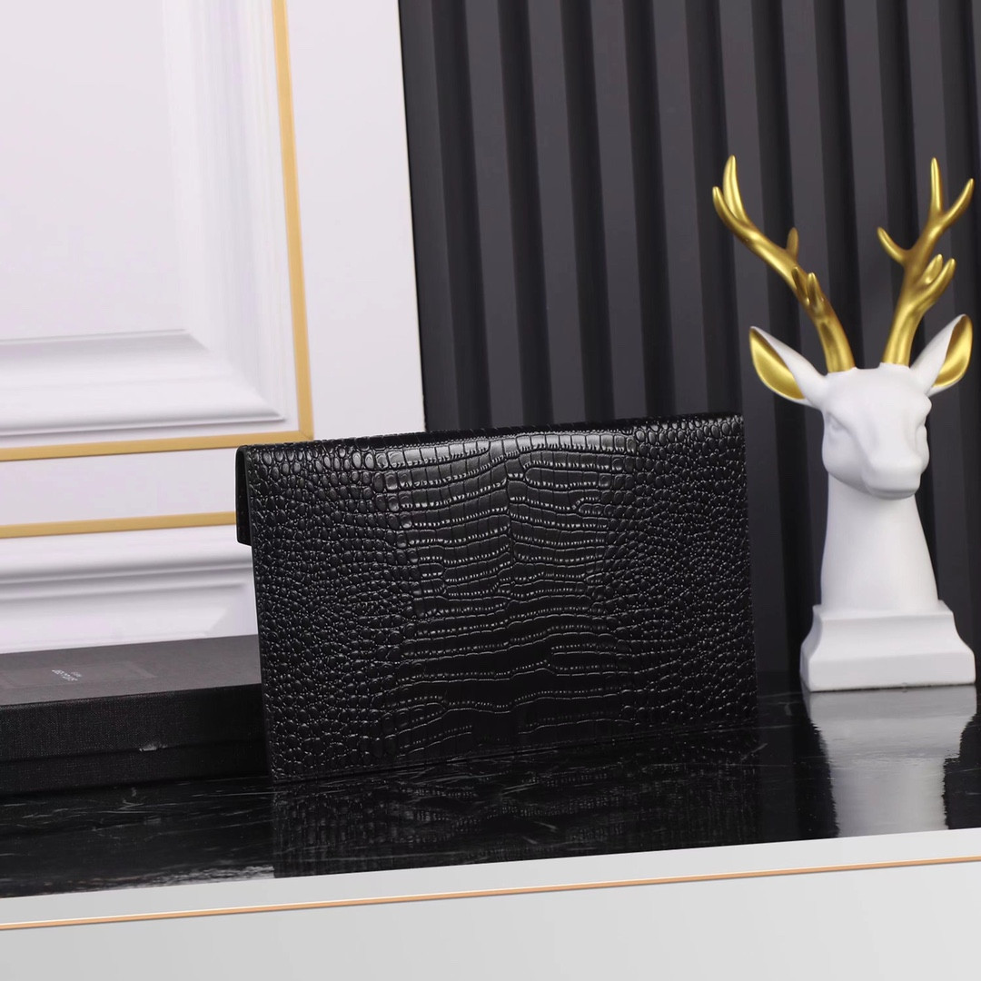 UPTOWN POUCH IN CROCODILE-EMBOSSED SHINY LEATHER BLACK 10.6 X 6.2 X 0.7 INCHES - Image 4