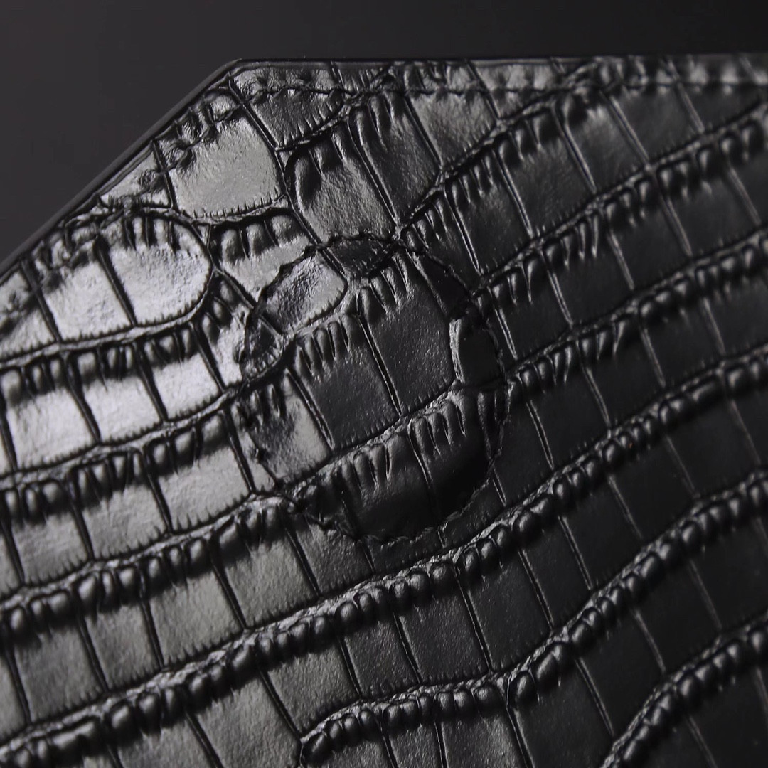 UPTOWN POUCH IN CROCODILE-EMBOSSED SHINY LEATHER BLACK 10.6 X 6.2 X 0.7 INCHES - Image 7