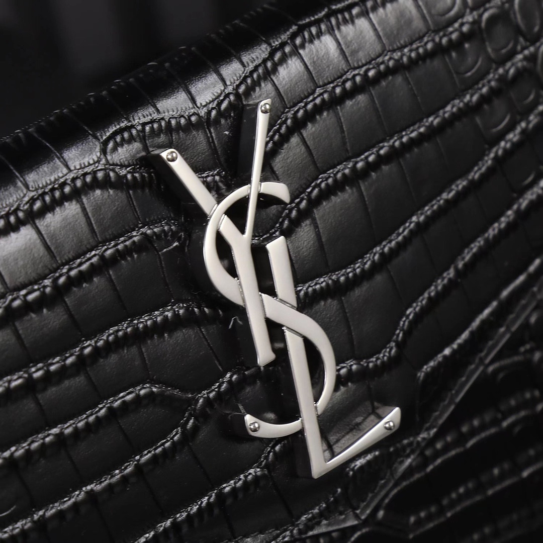 UPTOWN POUCH IN CROCODILE-EMBOSSED SHINY LEATHER BLACK 10.6 X 6.2 X 0.7 INCHES - Image 8