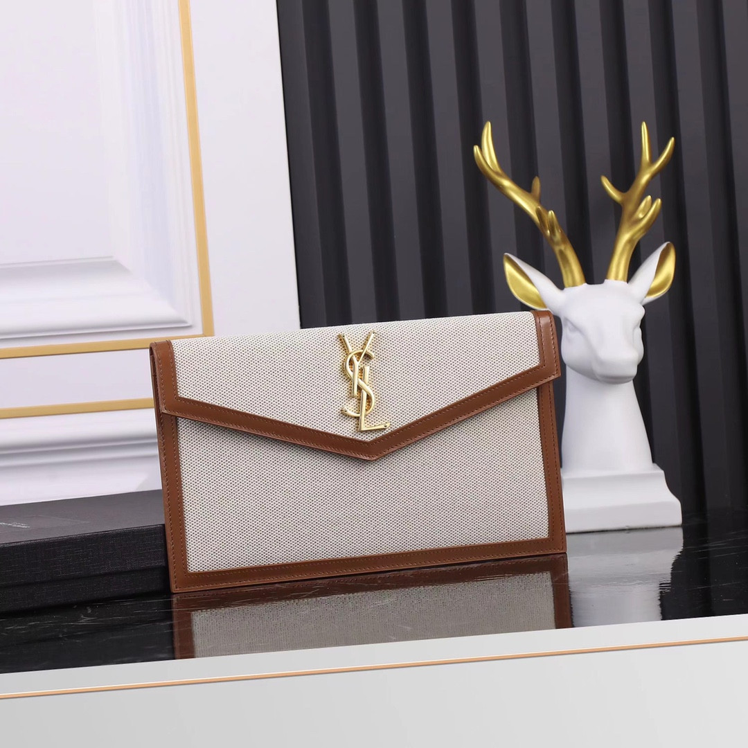 UPTOWN POUCH IN CANVAS AND SMOOTH LEATHER NATURAL BEIGE - Image 2