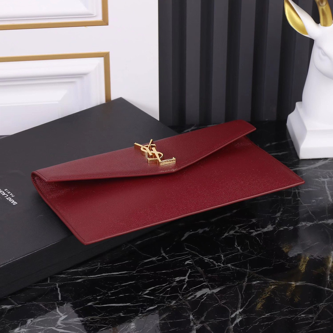 UPTOWN POUCH IN GRAIN DE POUDRE EMBOSSED LEATHER ROUGE OPYUM 10.6 X 6.2 X 0.7 INCHES - Image 5