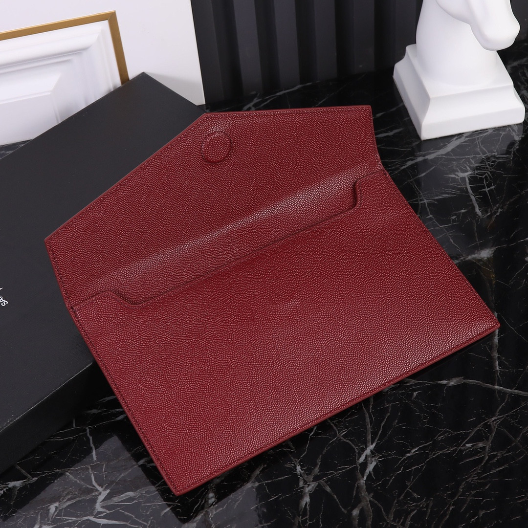 UPTOWN POUCH IN GRAIN DE POUDRE EMBOSSED LEATHER ROUGE OPYUM 10.6 X 6.2 X 0.7 INCHES - Image 6