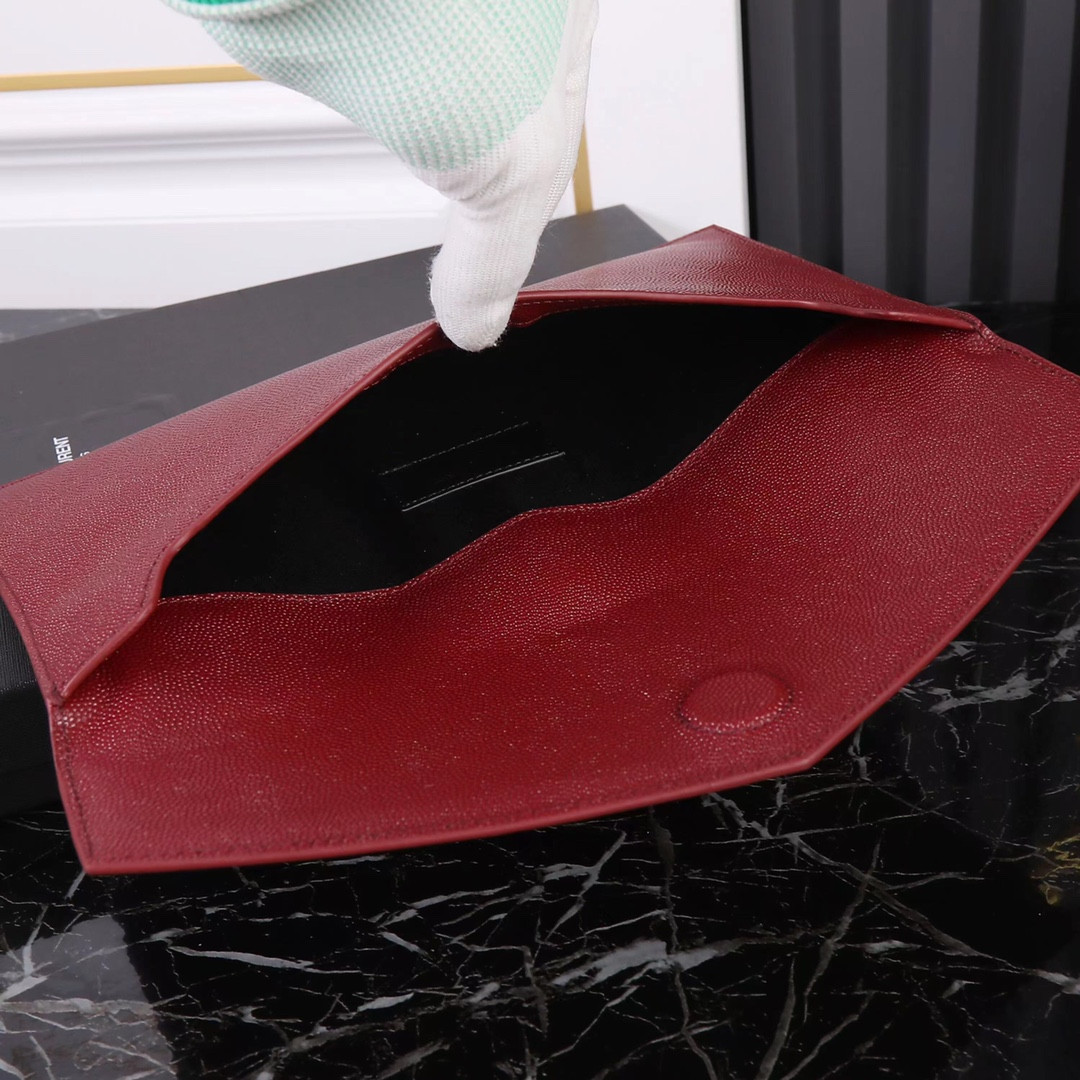 UPTOWN POUCH IN GRAIN DE POUDRE EMBOSSED LEATHER ROUGE OPYUM 10.6 X 6.2 X 0.7 INCHES - Image 9