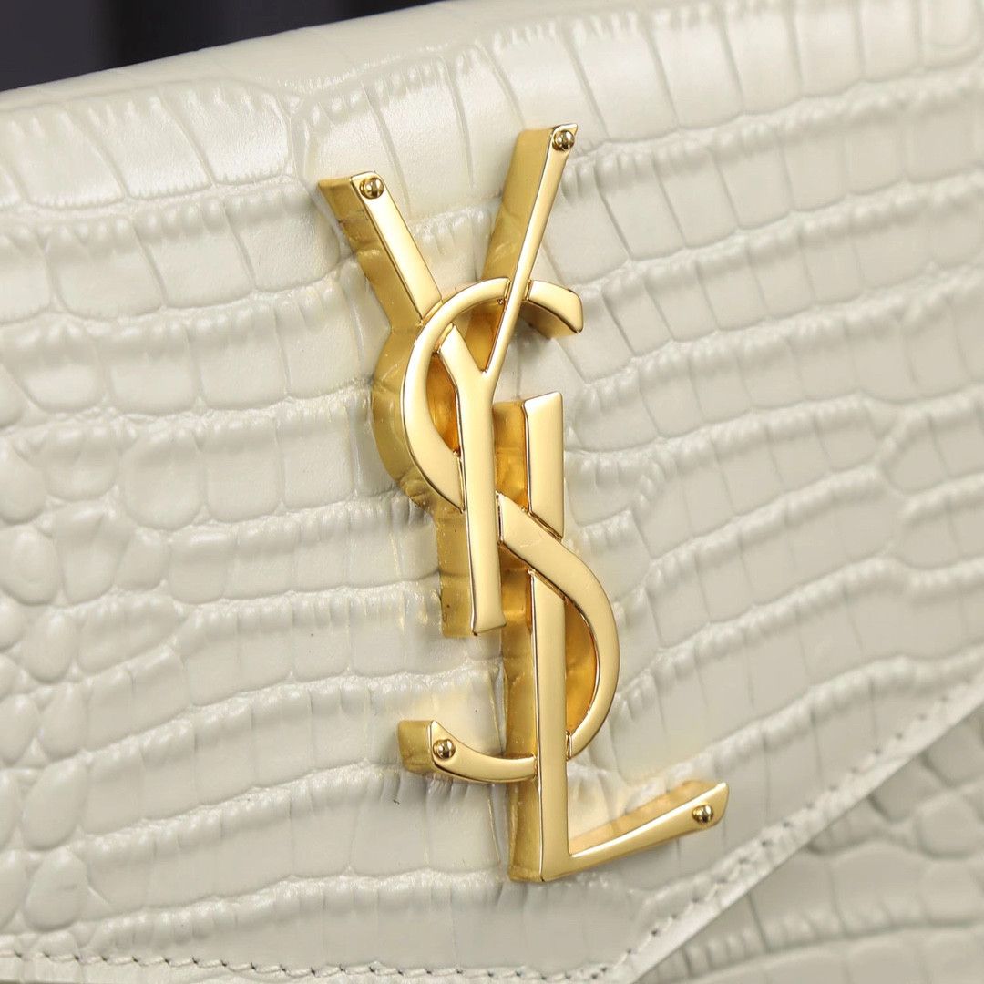 UPTOWN POUCH IN CROCODILE-EMBOSSED SHINY LEATHER BLANC VINTAGE 10.6 X 6.2 X 0.7 INCHES - Image 8