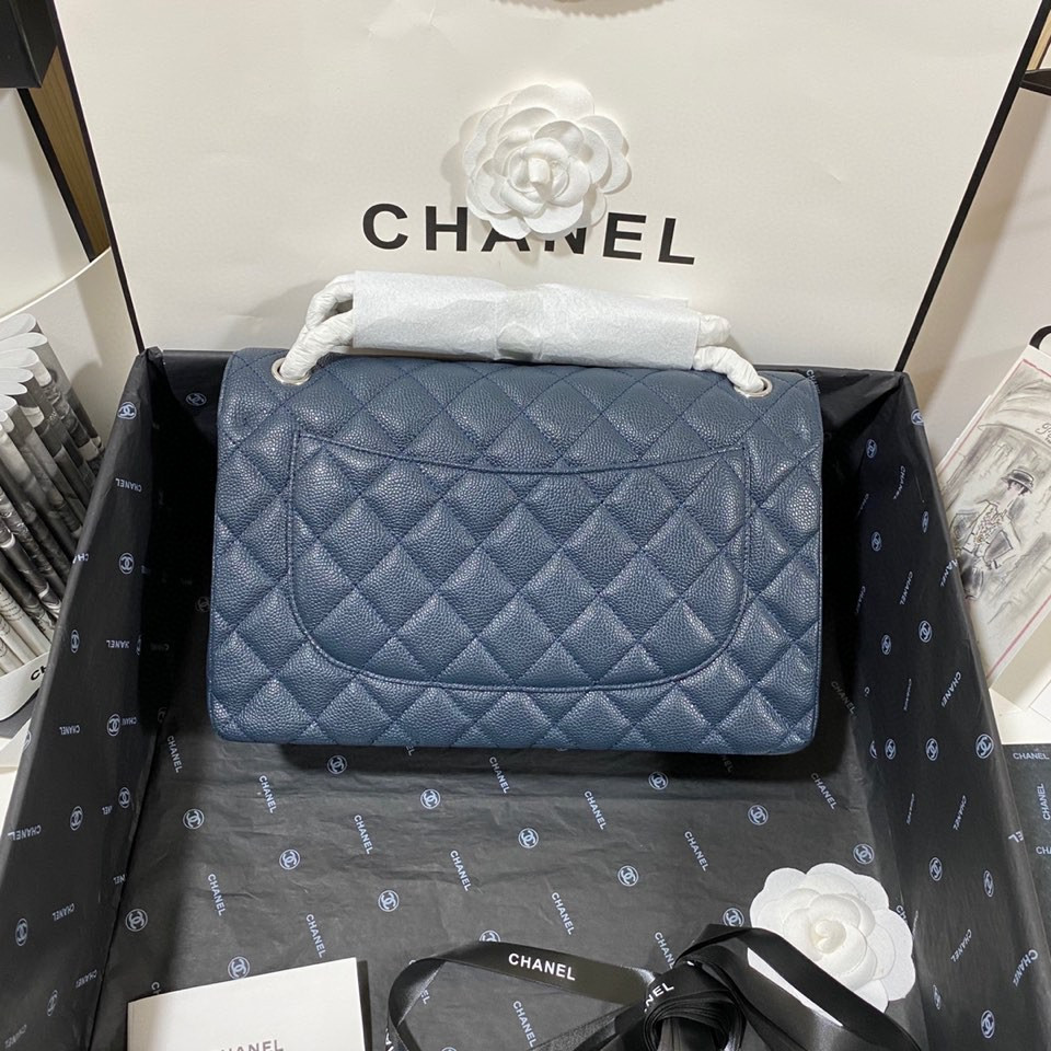 Chanel Classic Flap Jumbo 30cm CF Blue Silver - Image 3