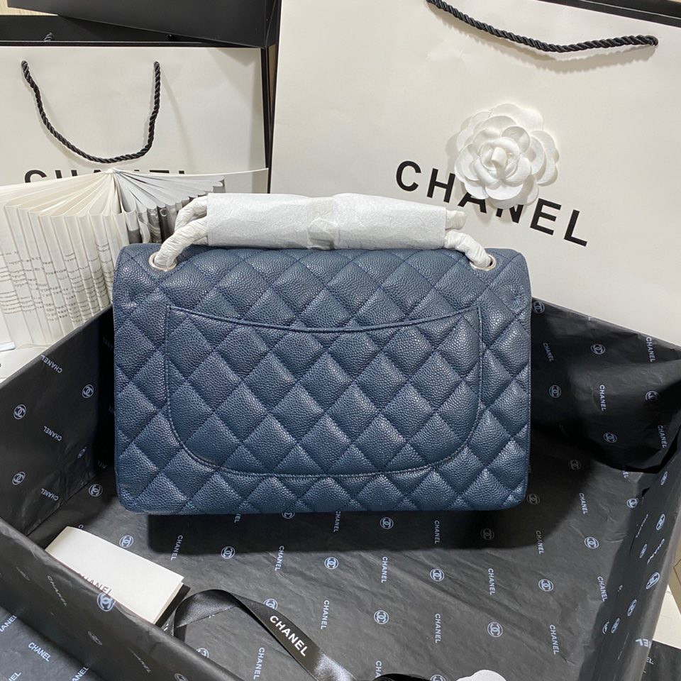 Chanel Classic Flap Jumbo 30cm CF Blue Silver - Image 6