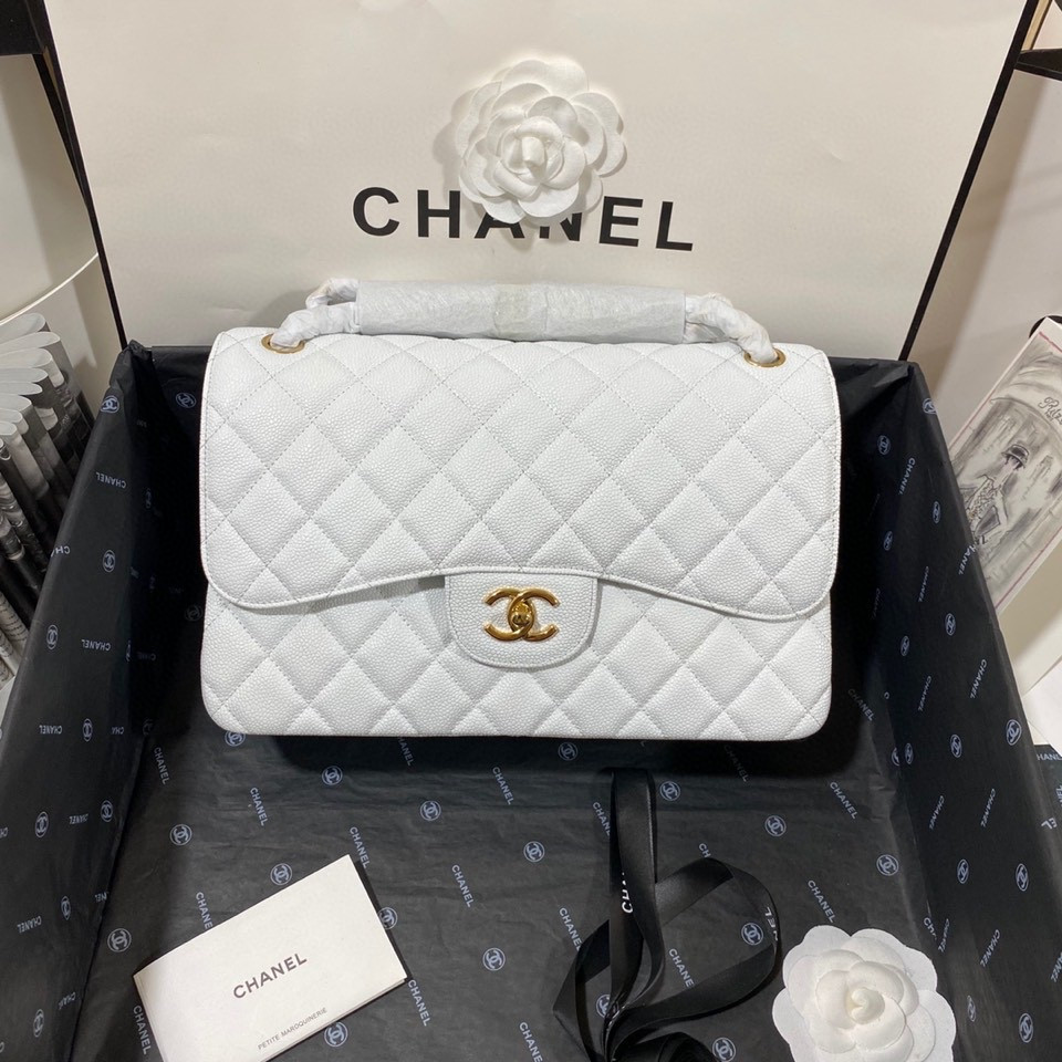 Chanel Classic Flap Jumbo30 CF White Gold - Image 2