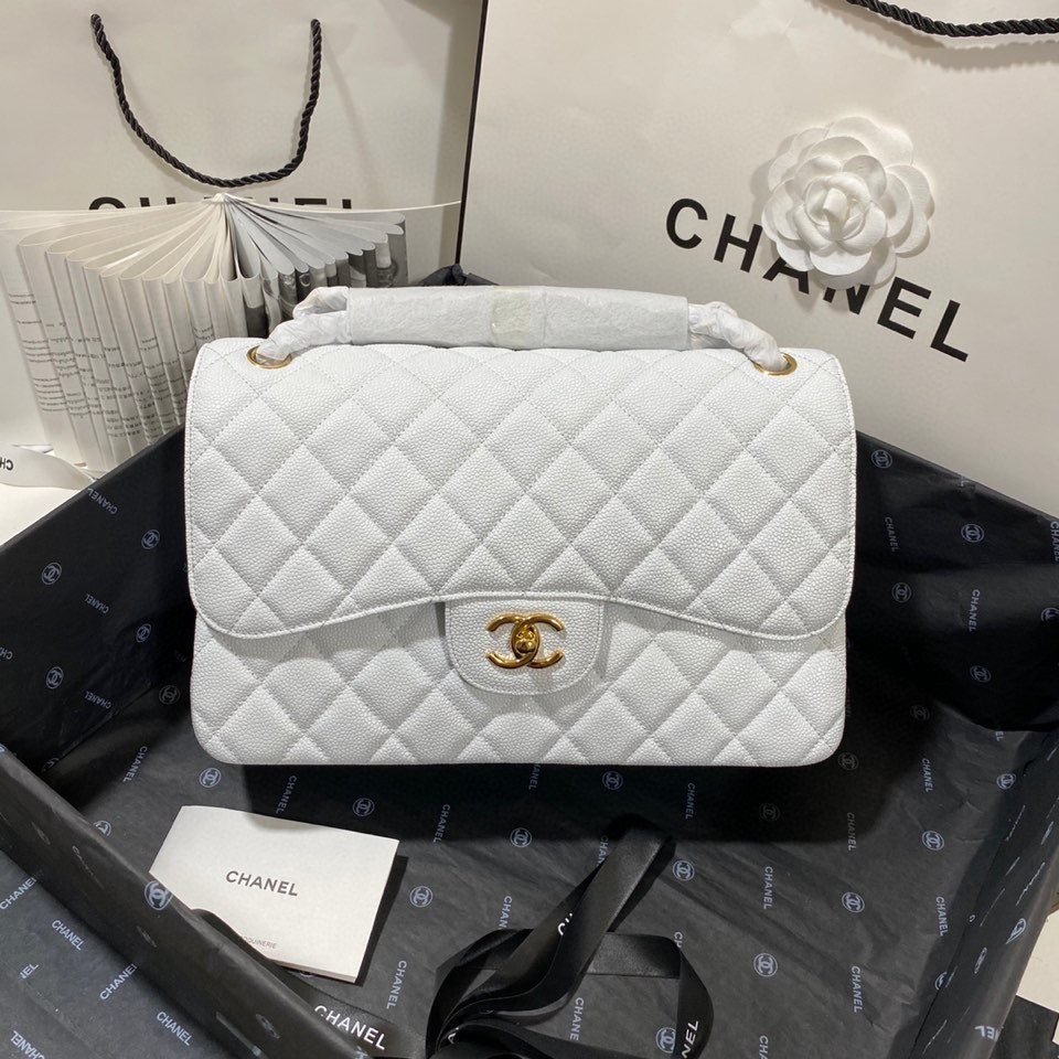 Chanel Classic Flap Jumbo30 CF White Gold - Image 4