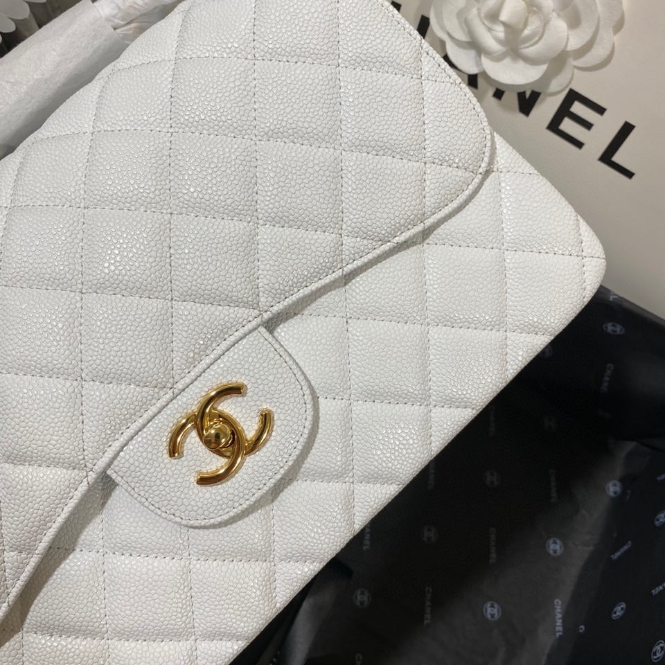 Chanel Classic Flap Jumbo30 CF White Gold - Image 5