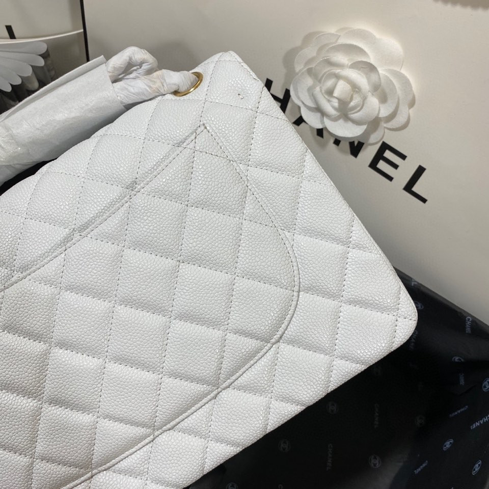 Chanel Classic Flap Jumbo30 CF White Gold - Image 7