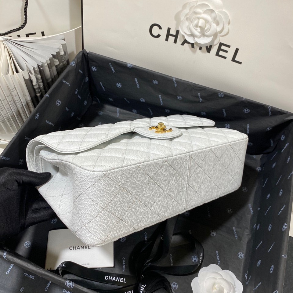 Chanel Classic Flap Jumbo30 CF White Gold - Image 8