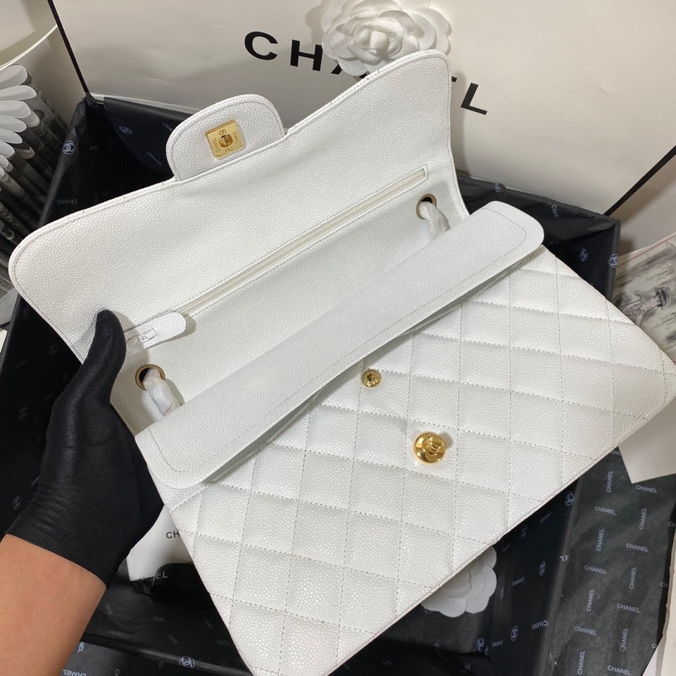 Chanel Classic Flap Jumbo30 CF White Gold - Image 9