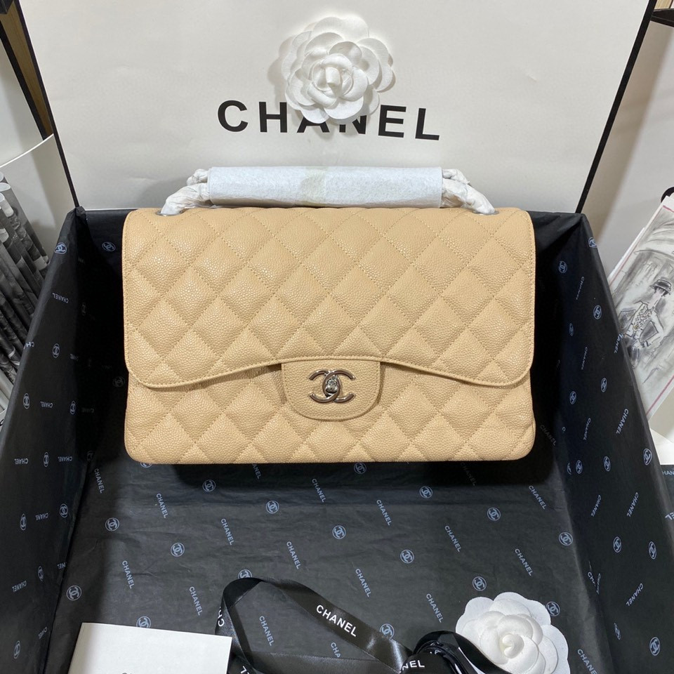 Chanel Classic Flap Jumbo 30cm CF Khaki Silver - Image 2