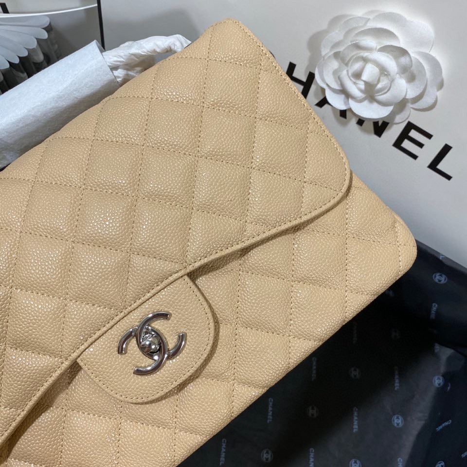 Chanel Classic Flap Jumbo 30cm CF Khaki Silver - Image 5