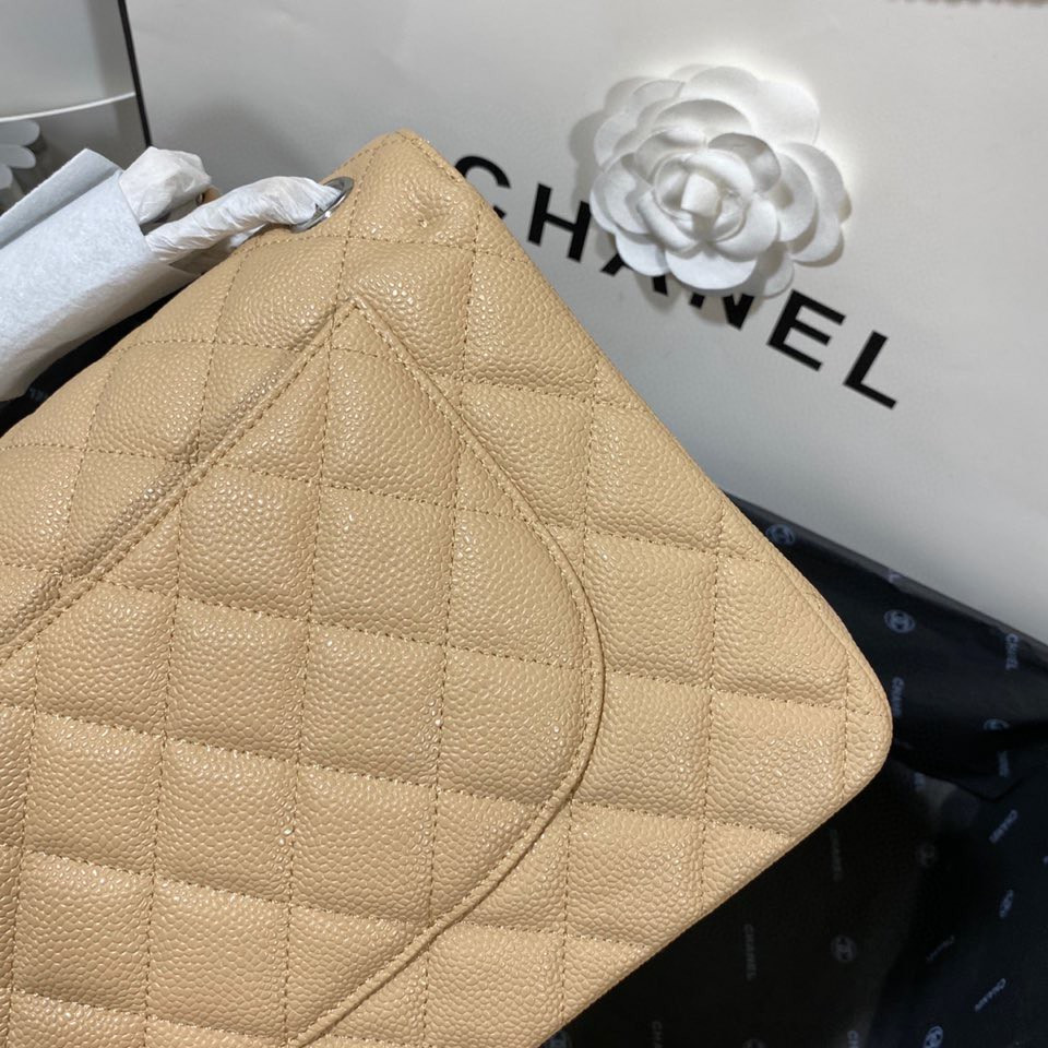 Chanel Classic Flap Jumbo 30cm CF Khaki Silver - Image 7