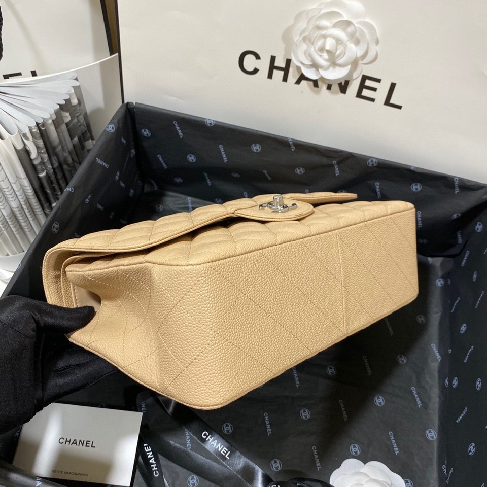 Chanel Classic Flap Jumbo 30cm CF Khaki Silver - Image 8