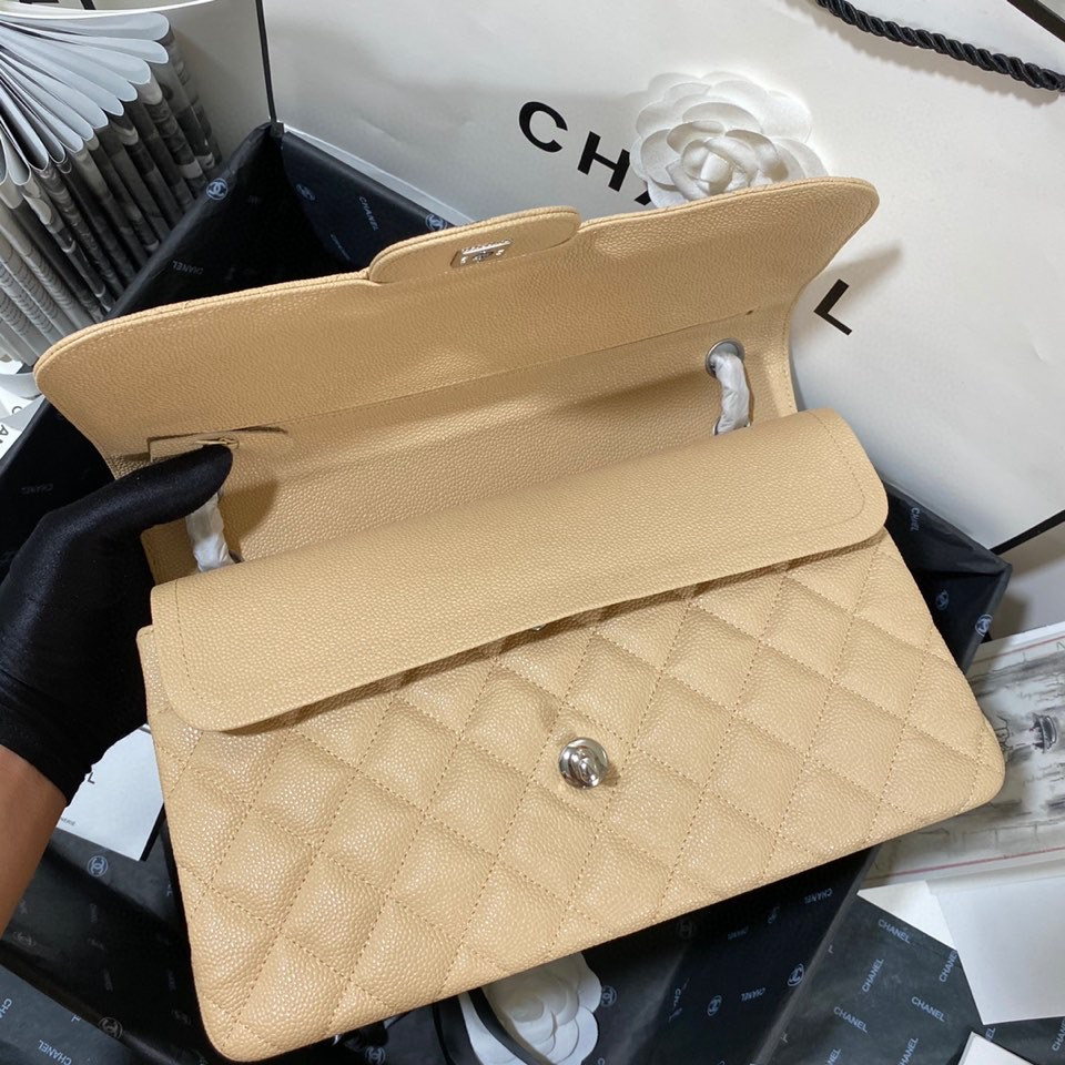 Chanel Classic Flap Jumbo 30cm CF Khaki Silver - Image 9