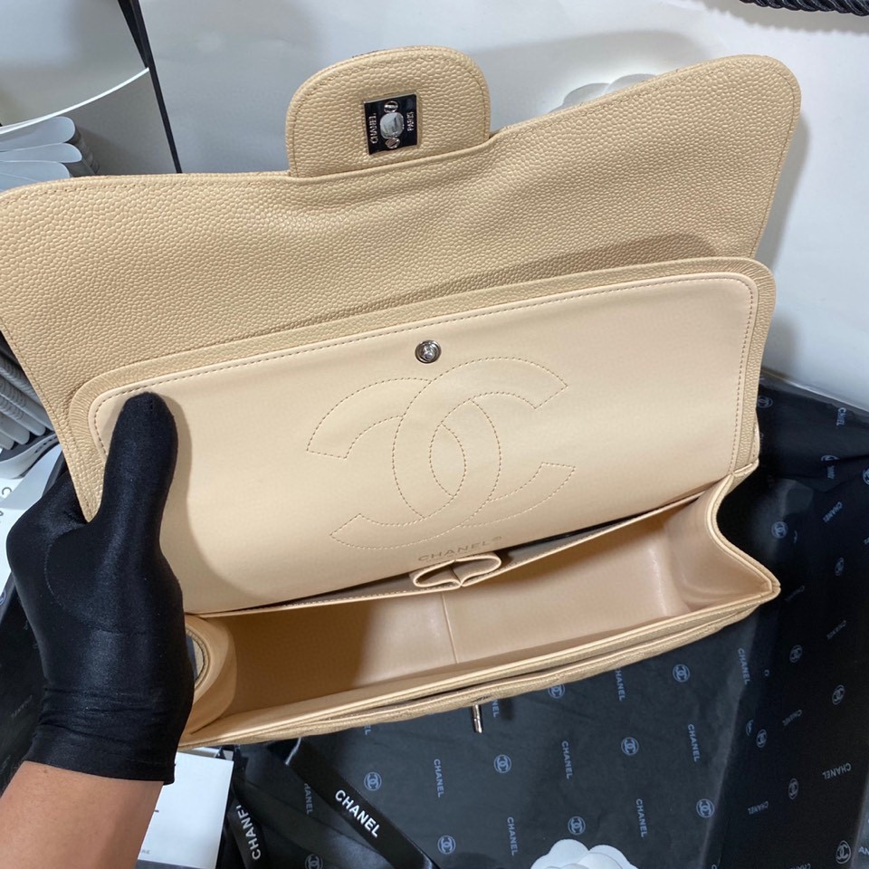 Chanel Classic Flap Jumbo 30cm CF Khaki Silver - Image 10