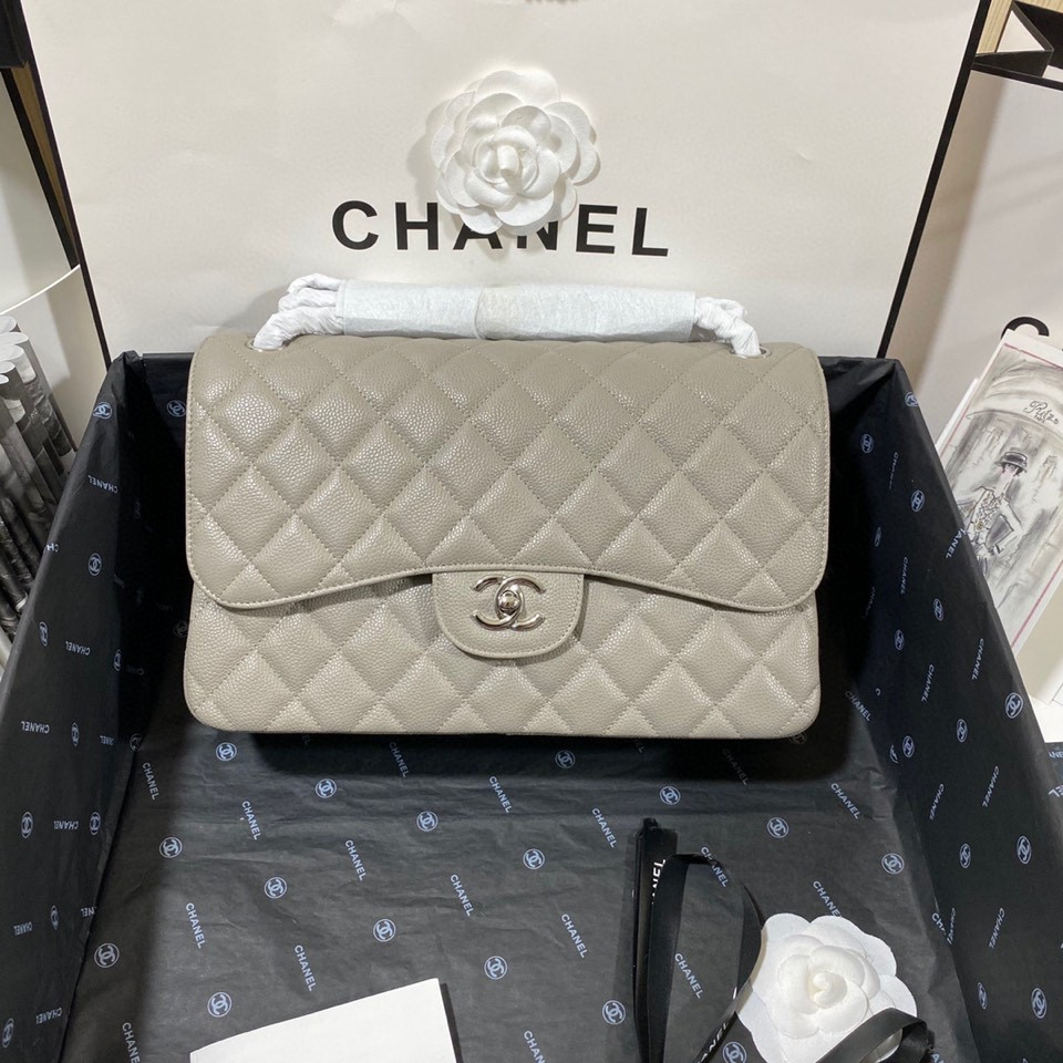 Chanel Classic Flap Jumbo 30cm CF Grey Silver